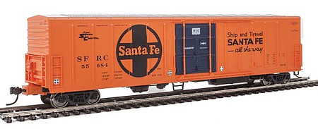 Walthers Mainline 910-3939 HO Scale 57' Mechanical Reefer - Ready to Run -- Santa Fe SFRC #55684 (orange, black, Large Logo, Ship and Travel Slogan)