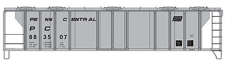 Walthers Mainline 910-7029 HO Scale 50' Pullman-Standard PS-2 2893 3-Bay Covered Hopper - Ready to Run -- Penn Central #883507