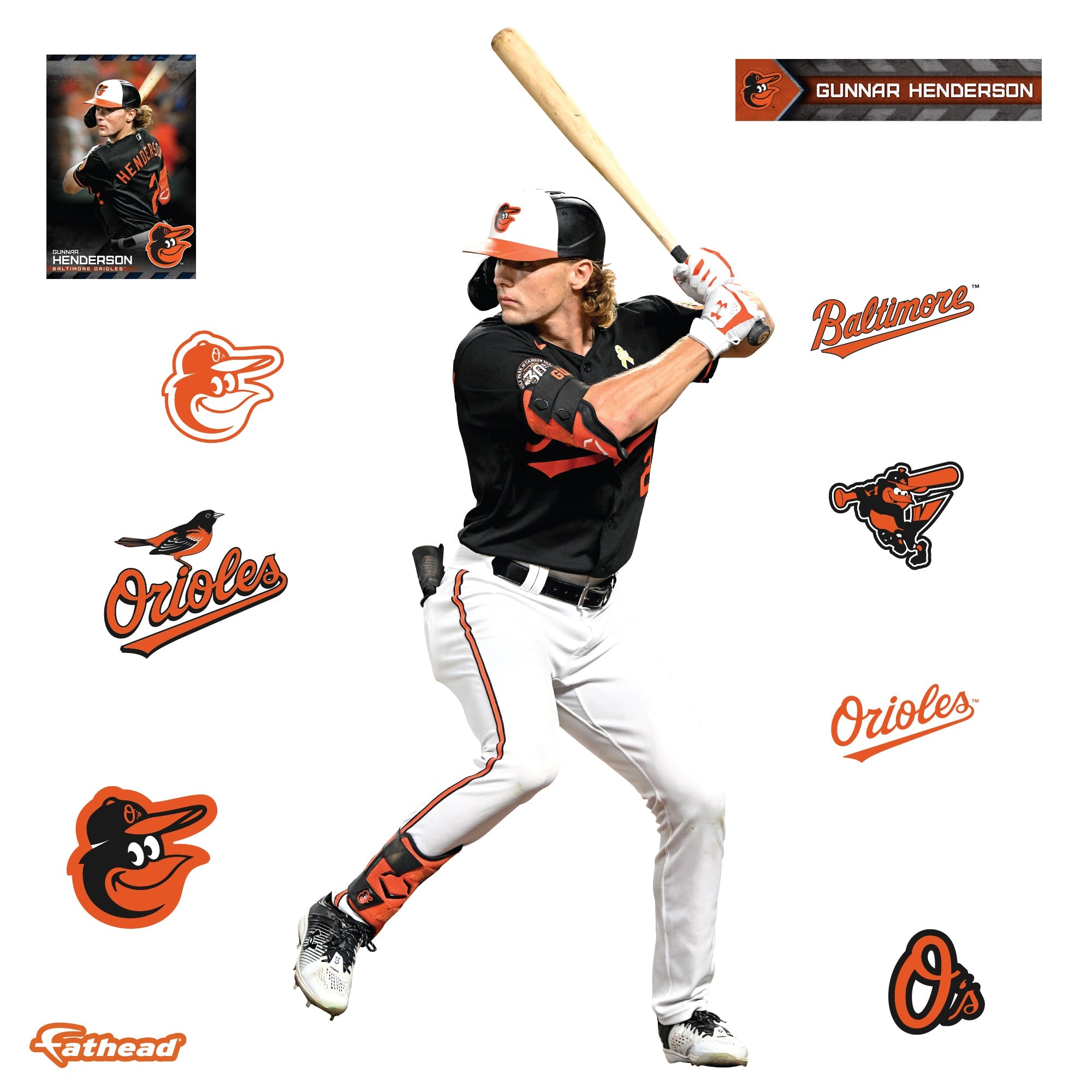Gunnar Henderson - RealBig Collection - Official MLB - Baltimore Orioles - Reusable Vinyl Wall Decals #1