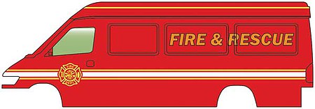 Walthers SceneMaster 949-12204 HO Scale Service Van - Assembled -- Fire and Rescue (red, white, yellow)