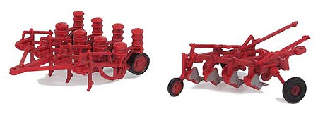 Walthers SceneMaster 949-4162 HO Scale Farm Plow and Planter - Assembled -- Red