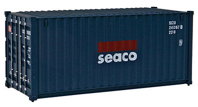 Walthers Scenemaster 8054 HO Scale 20' Corrugated Container - Assembled -- Seaco (blue, white, red)