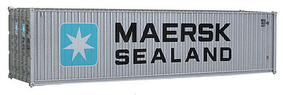 Walthers Scenemaster 8255 HO Scale 40' Hi Cube Corrugated Side Container - Assembled -- Maersk-Sealand (silver, blue, white)