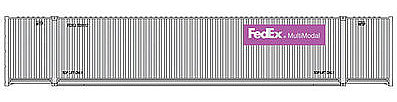 Walthers SceneMaster 949-8504 HO Scale 53' Singamas Corrugated Side Container - Ready to Run -- FedEx MultiModal (gray, purple)