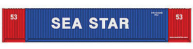 Walthers SceneMaster 949-8517 HO Scale 53' Singamas Corrugated-Side Container - Ready to Run -- Sea Star (blue, red, white)