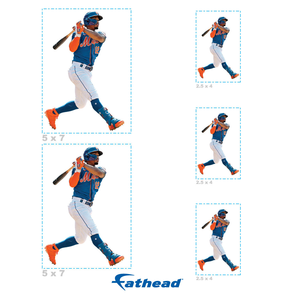 Francisco Lindor - 5 Player Minis (Mixed Sizes) - Official MLB - New York Mets - Reusable Vinyl Decals
