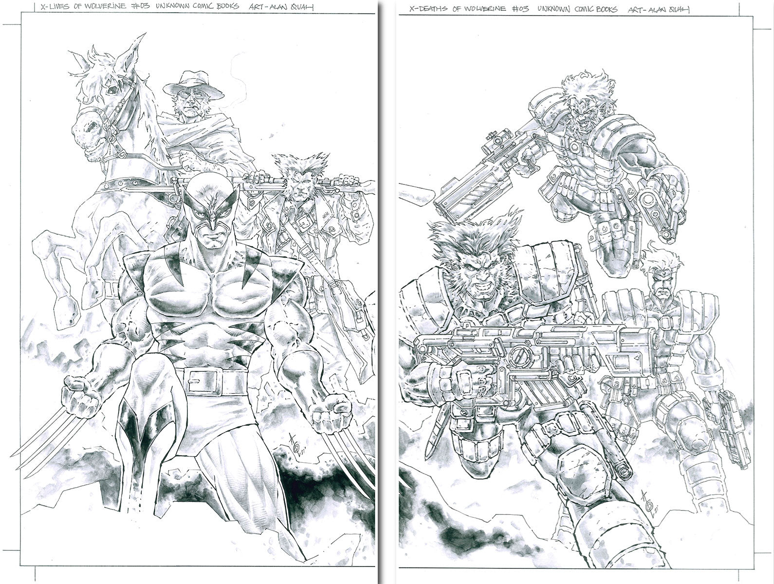 X- Lives/Deaths of Wolverine #3 by Alan Quah [ORIGINAL ART] [2 PIECES OF ART]