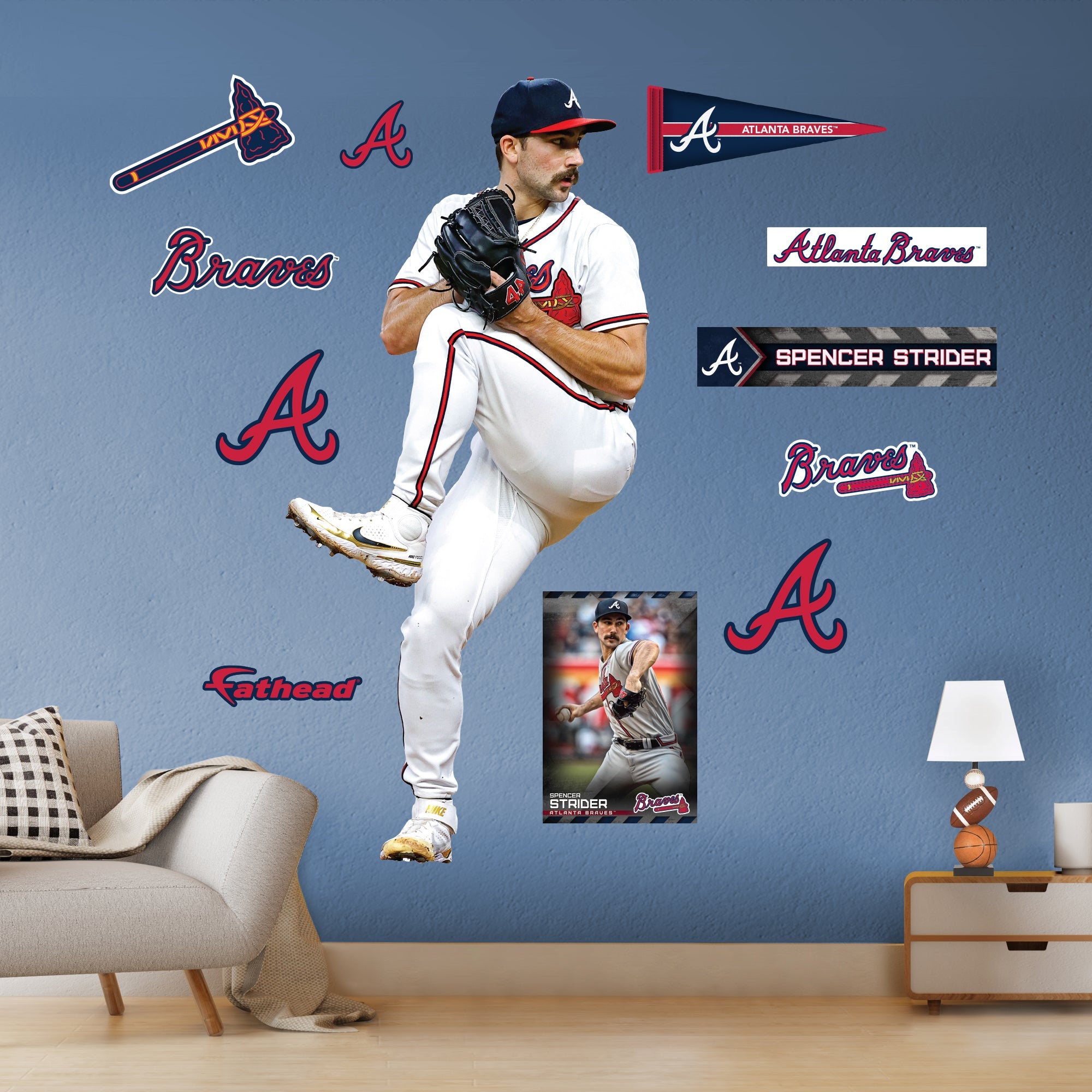 Spencer Strider - RealBig Collection - Official MLB - Atlanta Braves - Reusable Vinyl Wall Decals #1