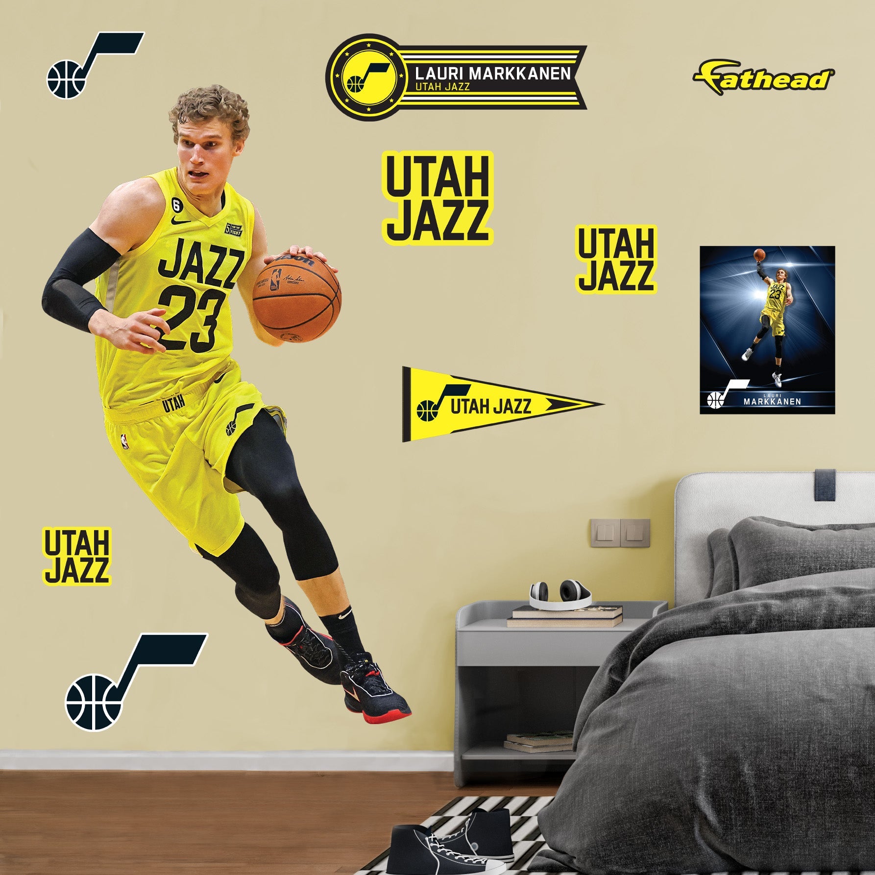 Lauri Markkanen - RealBig Collection - Official NBA - Utah Jazz - Reusable Vinyl Wall Decals