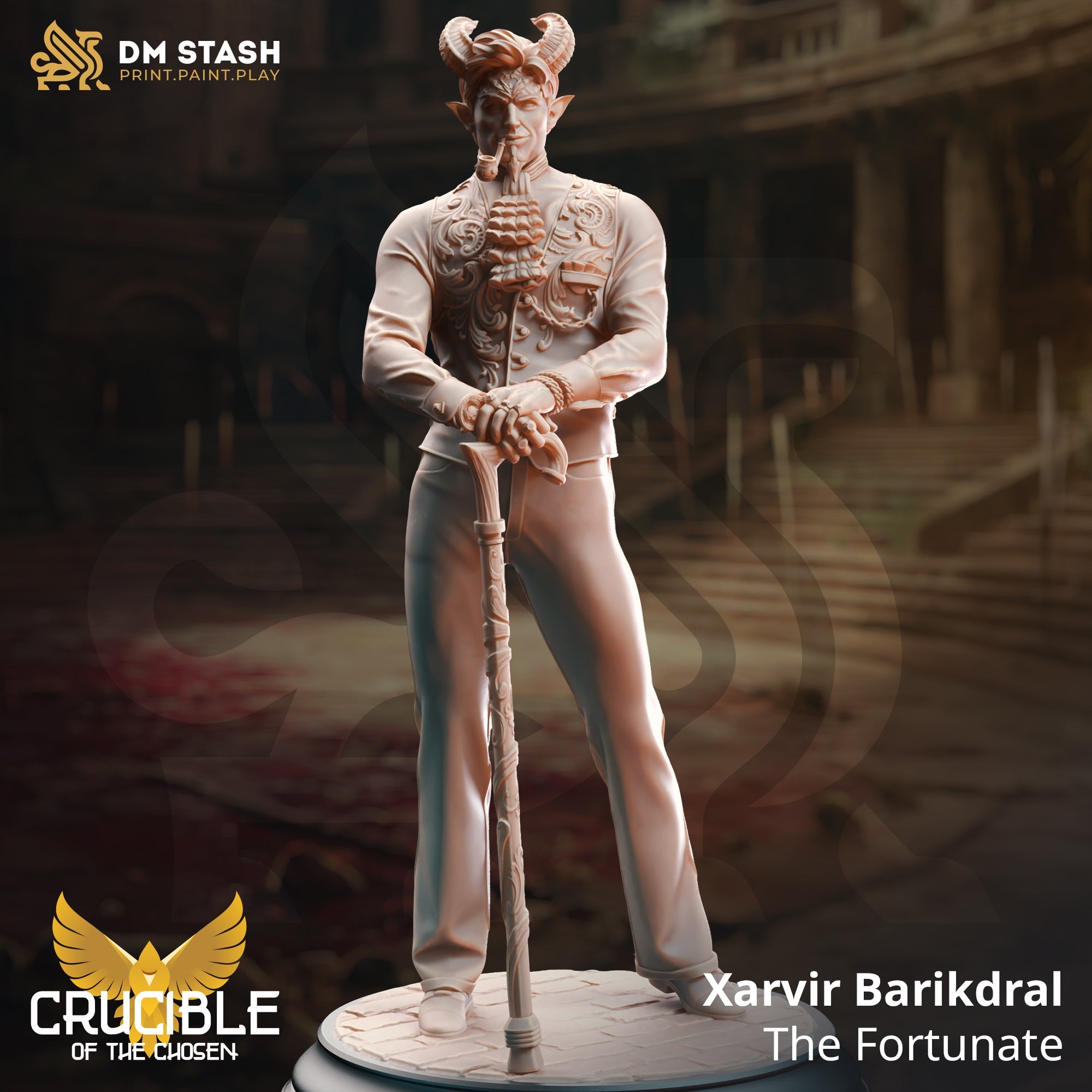 Xarvir Barikdral, The Fortunate (Male Tiefling Noble)