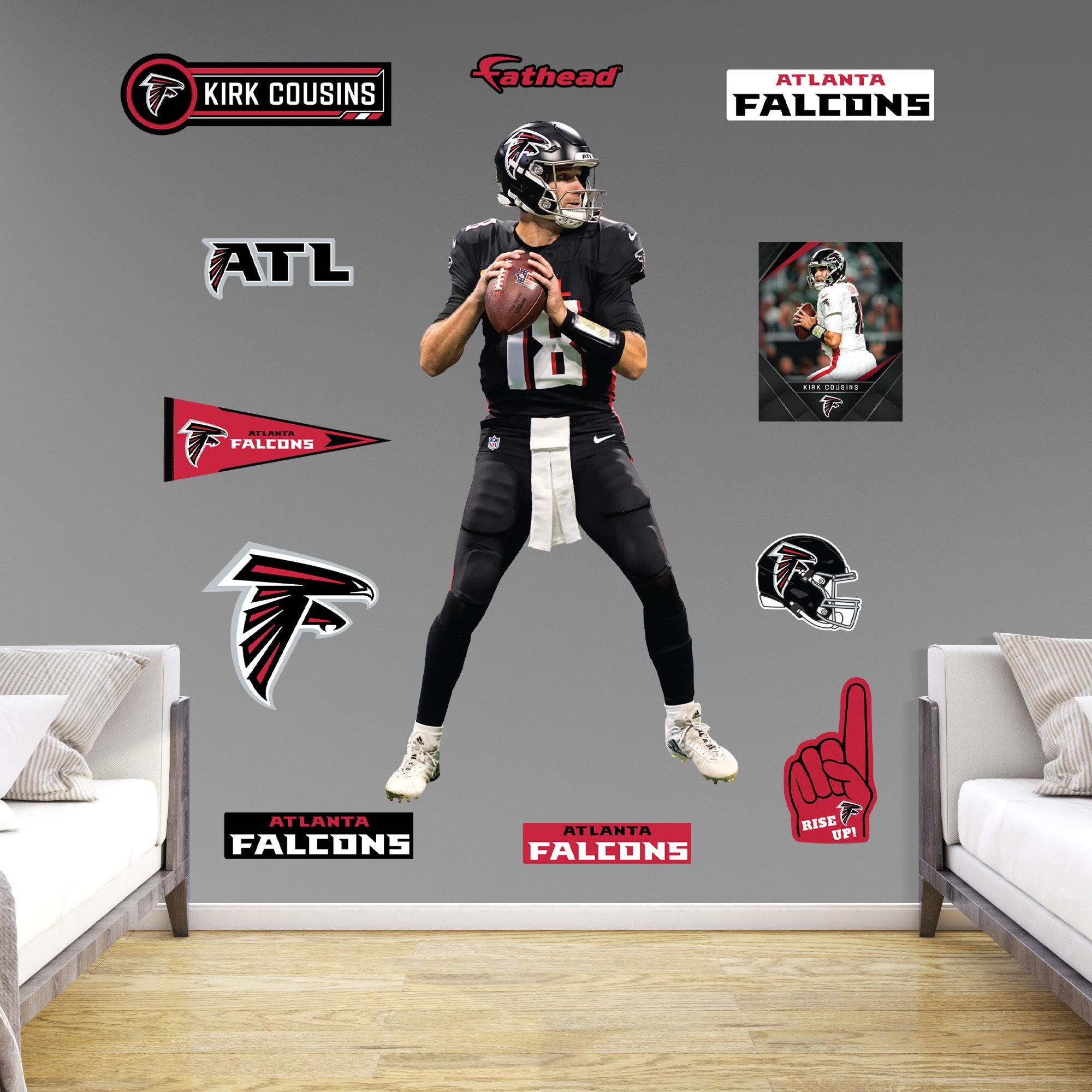 Kirk Cousins - RealBig Collection - Official NFL - Atlanta Falcons - Reusable Vinyl Wall Decals