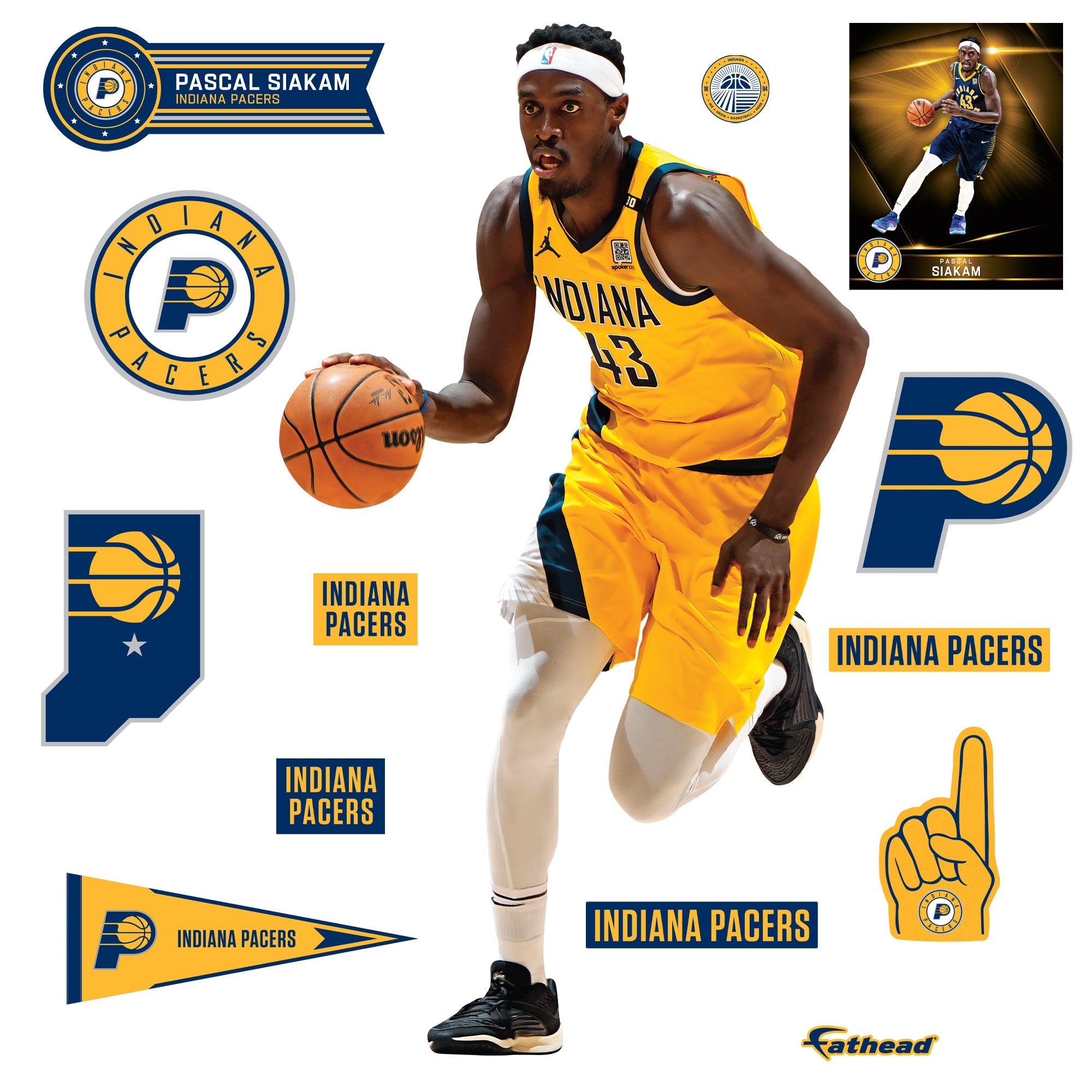 Pascal Siakam - RealBig Collection - Official NBA - Indiana Pacers - Reusable Vinyl Wall Decals