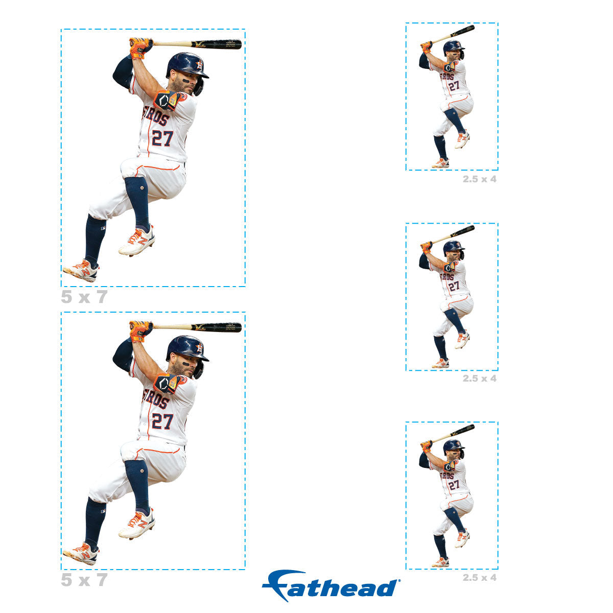 José Altuve - 5 Player Minis (Mixed Sizes) - Official MLB - Houston Astros - Reusable Vinyl Decals