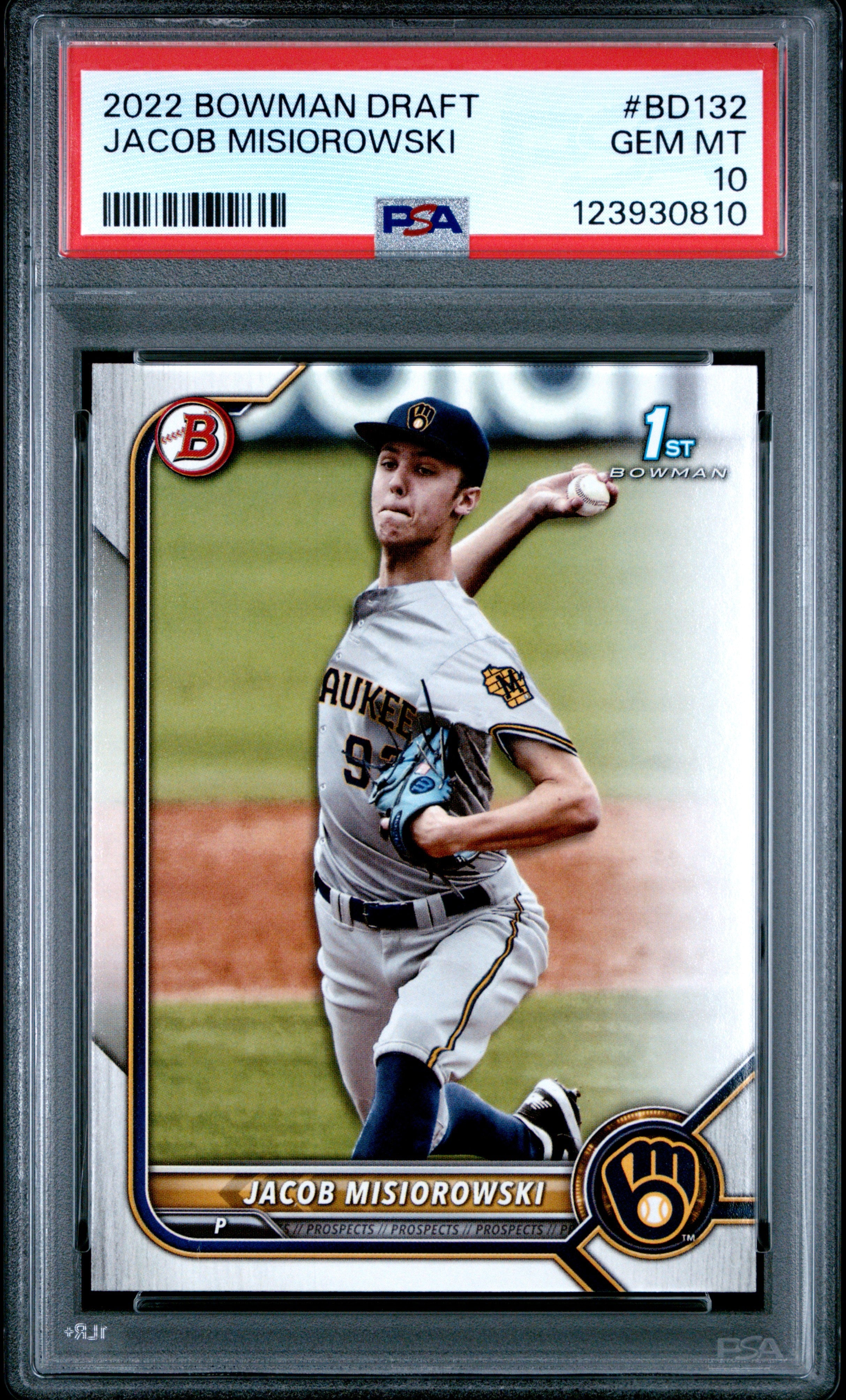 Graded 2022 Topps Bowman Draft Jacob Misiorowski #BD132 Rookie RC Baseball Card PSA 10 Gem Mint