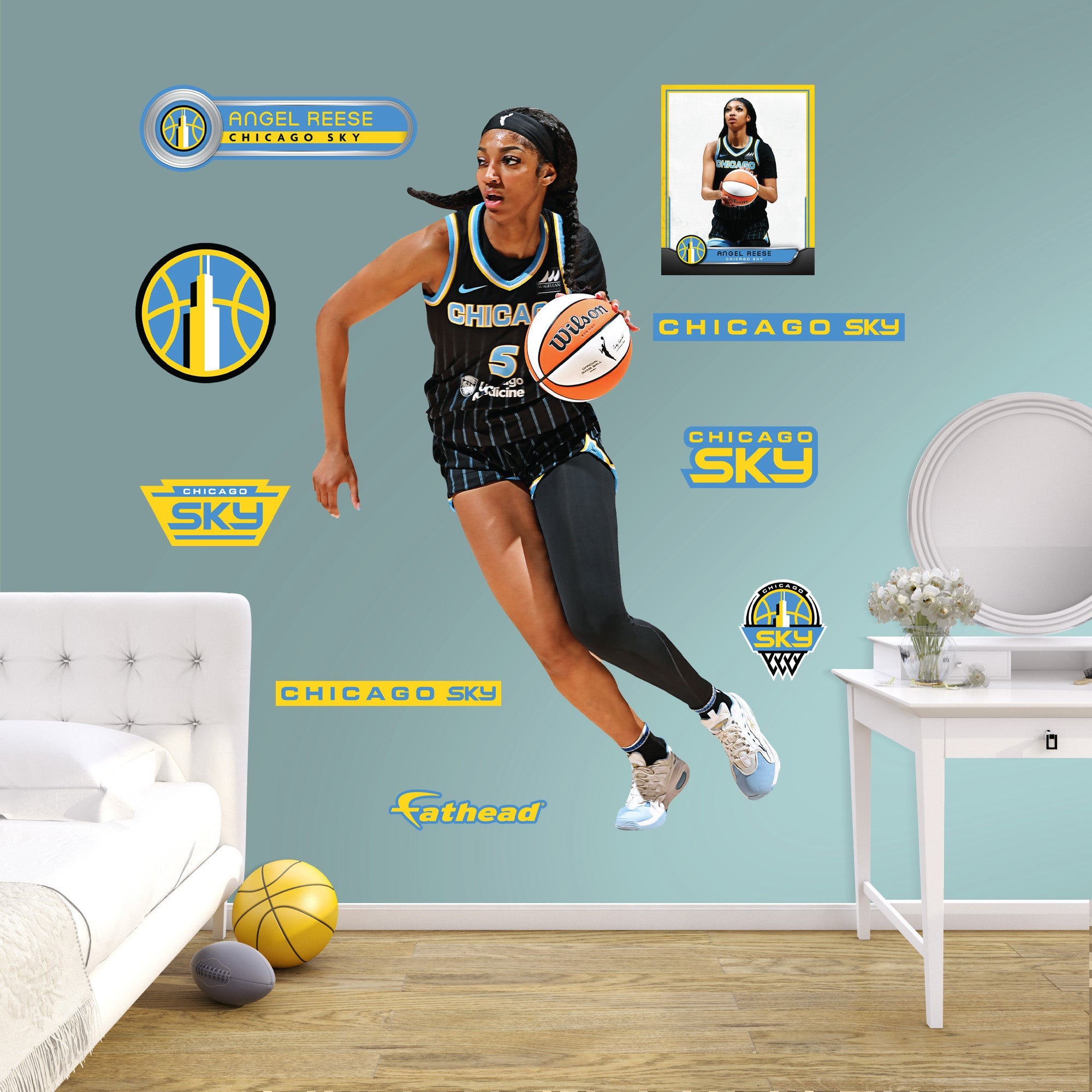 Angel Reese - RealBig Collection - Official WNBA - Chicago Sky - Reusable Vinyl Wall Decals