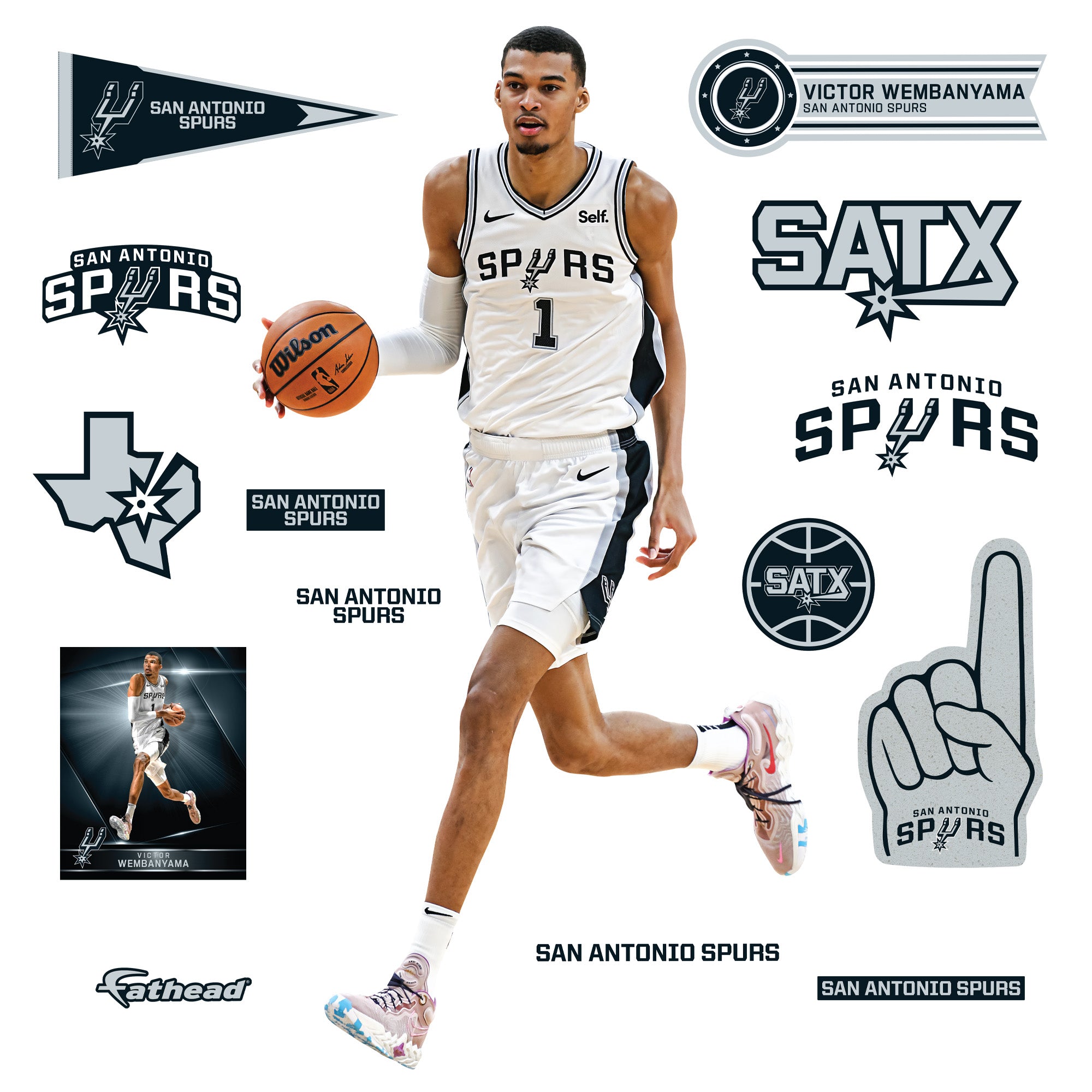 Victor Wembanyama - RealBig Collection - Official NBA - San Antonio Spurs - Reusable Vinyl Wall Decals