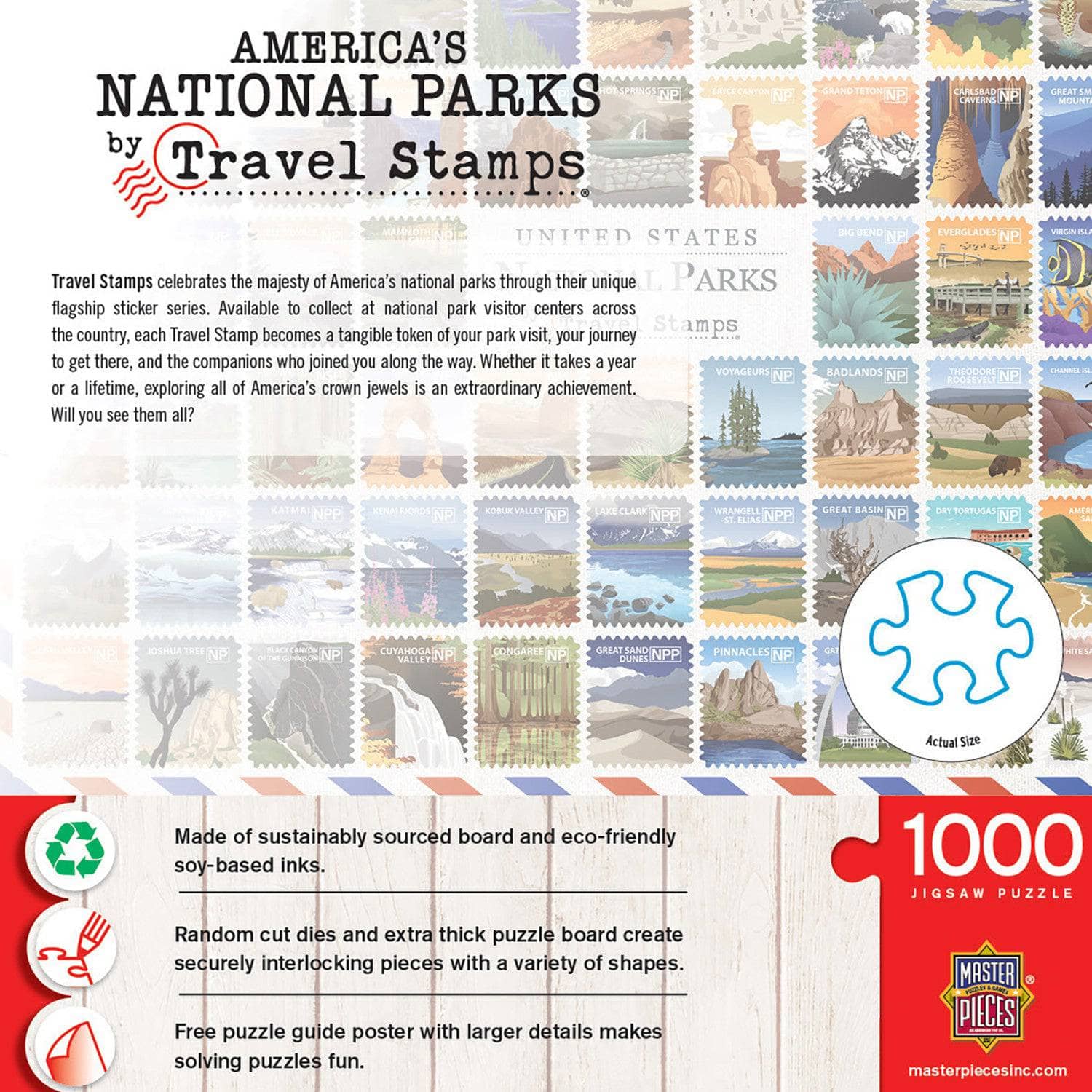 National Parks Travel Stamps 1000 Piece Jigsaw Puzzle