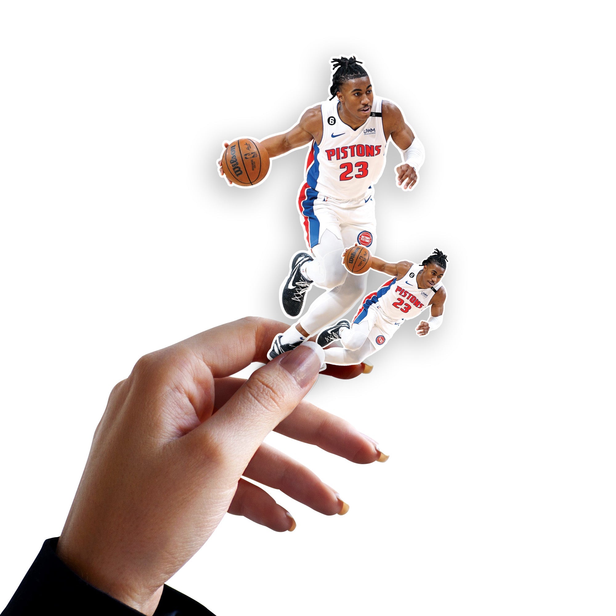 Jaden Ivey - 2 Minis (Mixed Sizes) - Official NBA - Detroit Pistons - Reusable Vinyl Decals