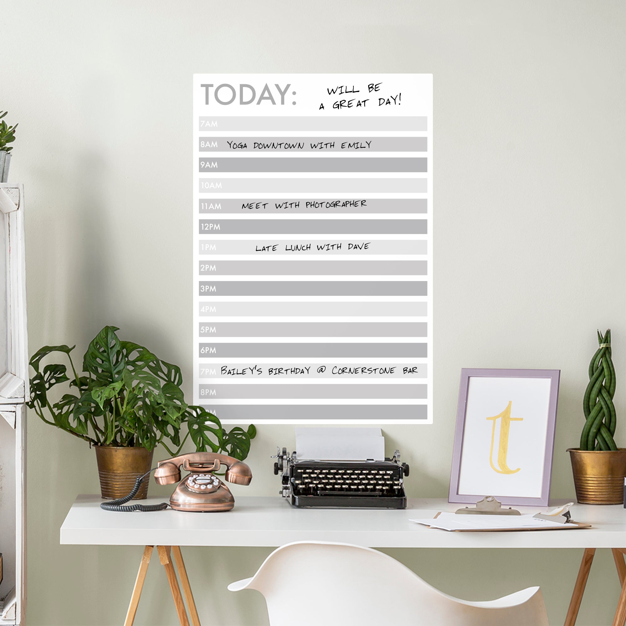 Hourly Schedule: Simple - Removable Dry Erase Vinyl Decal