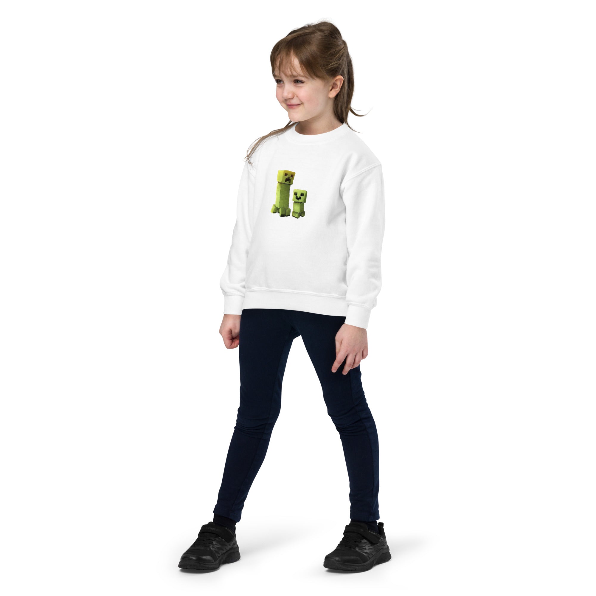 Minecraft Creeper Design Youth Crewneck Sweatshirt