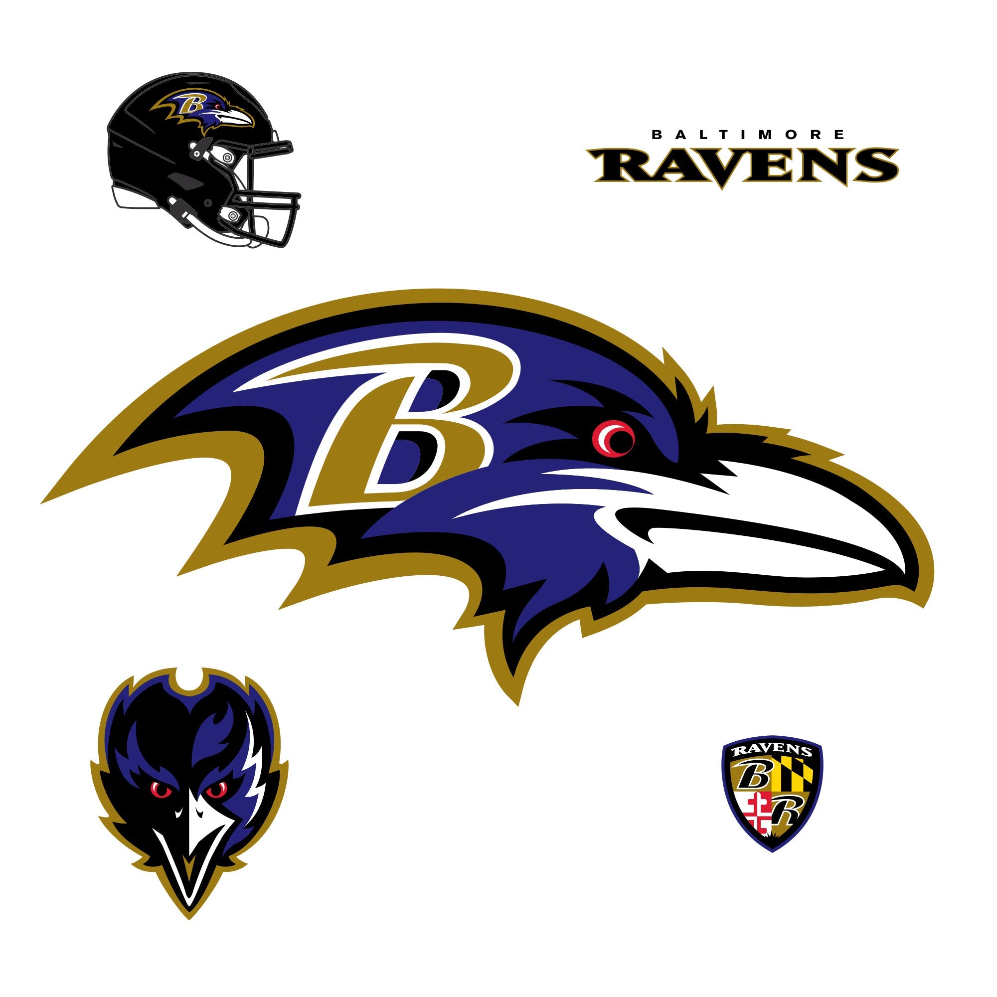 Baltimore Ravens - RealBig Logo Collection - Official NFL - Reusable Vinyl Wall Decals