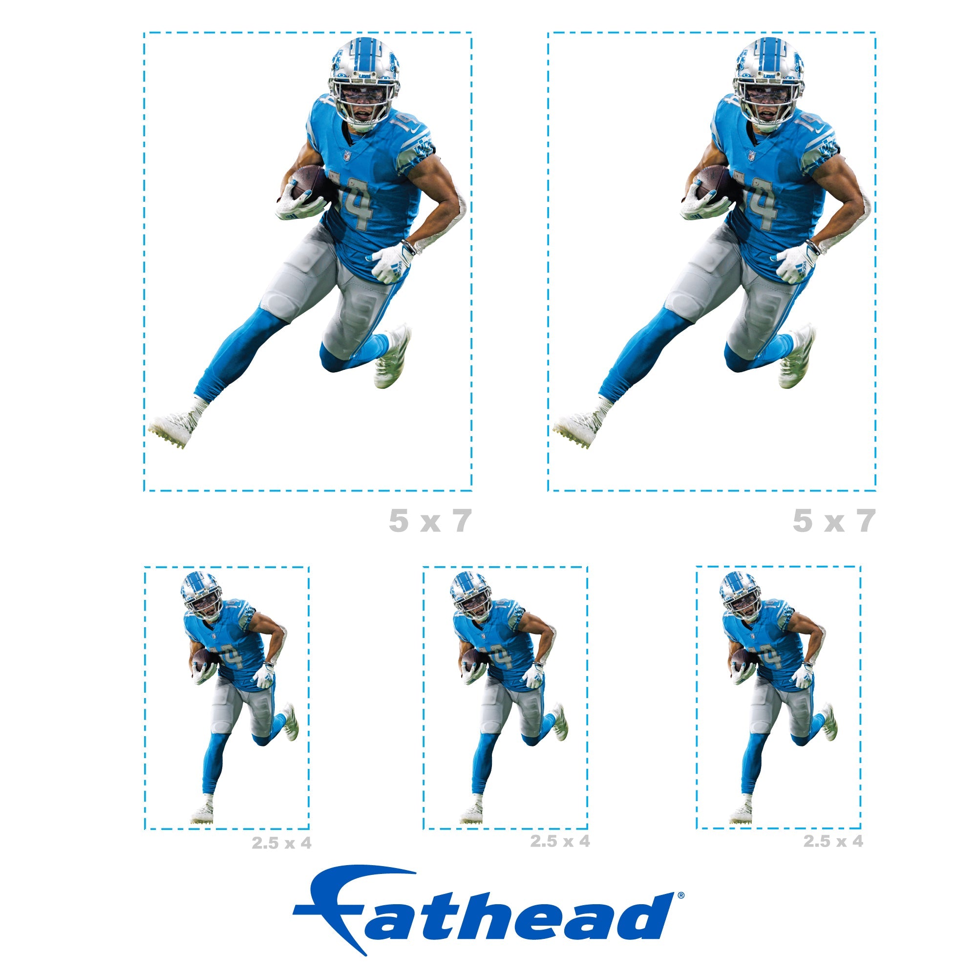 Amon-Ra St. Brown - 5 Minis (Mixed Sizes) - Official NFL - Detroit Lions - Reusable Vinyl Decals
