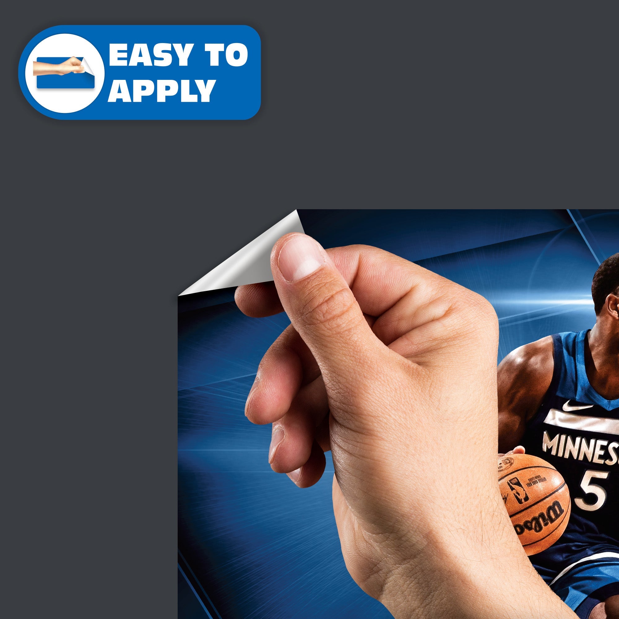 Anthony Edwards Dunk - RealBig Collection - Official NBA - Minnesota Timberwolves - Reusable Vinyl Wall Decals