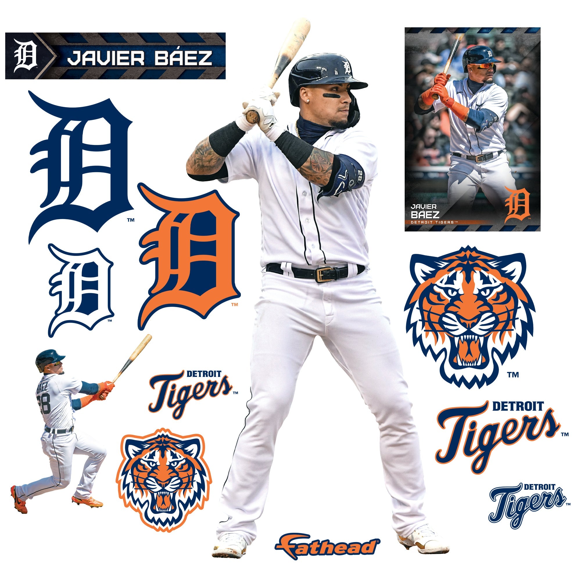 Javier Báez - RealBig Collection - Official MLB - Detroit Tigers - Reusable Vinyl Wall Decals