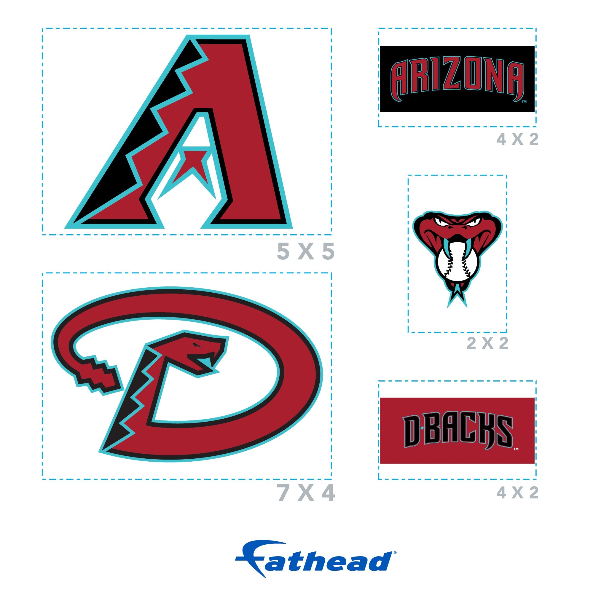 Arizona Diamondbacks - 5 Logo Minis (Mixed Sizes) - Official MLB - Reusable Vinyl Decals #2
