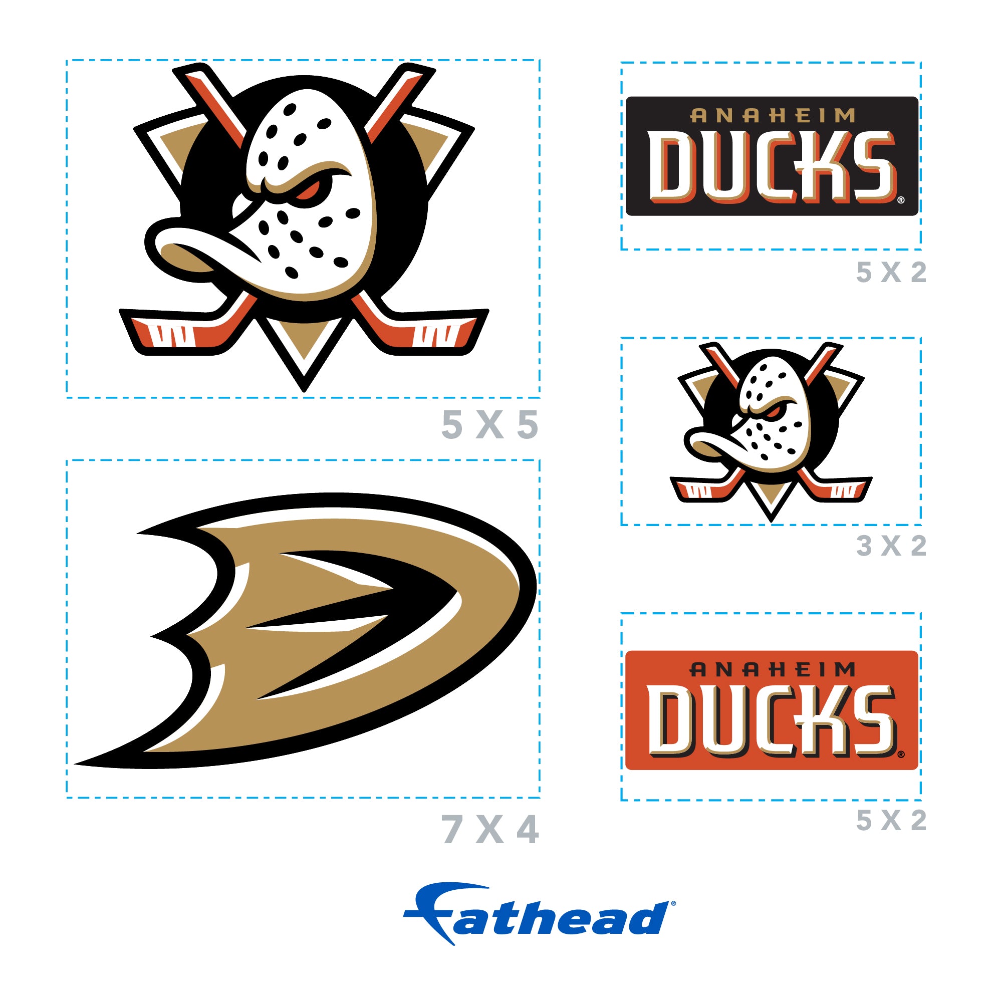 Anaheim Ducks - 5 Logo Minis (Mixed Sizes) - Official NHL - Reusable Vinyl Decals #2