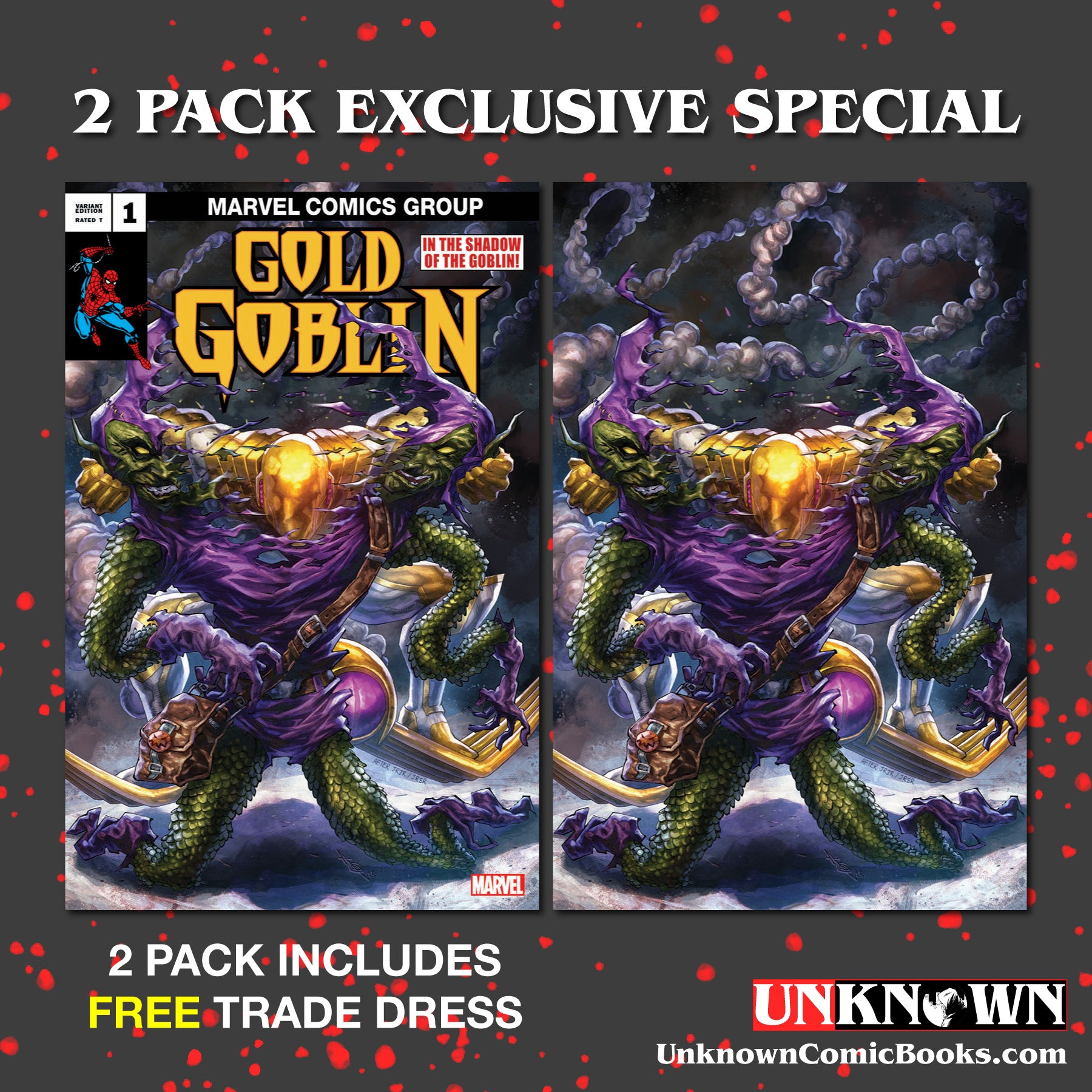 2 PACK **FREE TRADE DRESS** GOLD GOBLIN #1 UNKNOWN COMICS ALAN QUAH EXCLUSIVE VAR (11/16/2022)