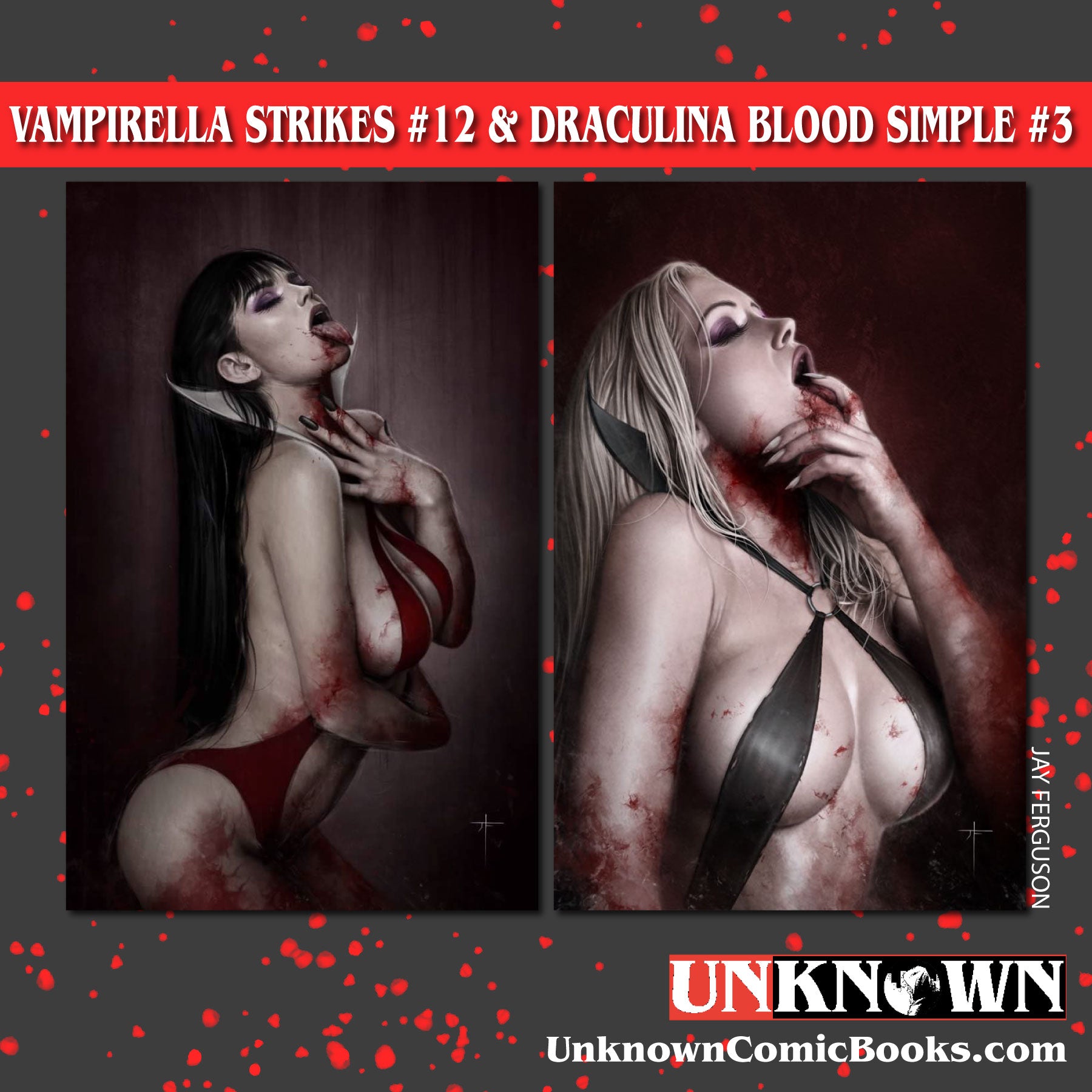 [2 PACK] VAMPIRELLA STRIKES #12 & DRACULINA BLOOD SIMPLE #3 JAY FERGUSON (616) EXCLUSIVE VIRGIN VAR (05/10/2023)