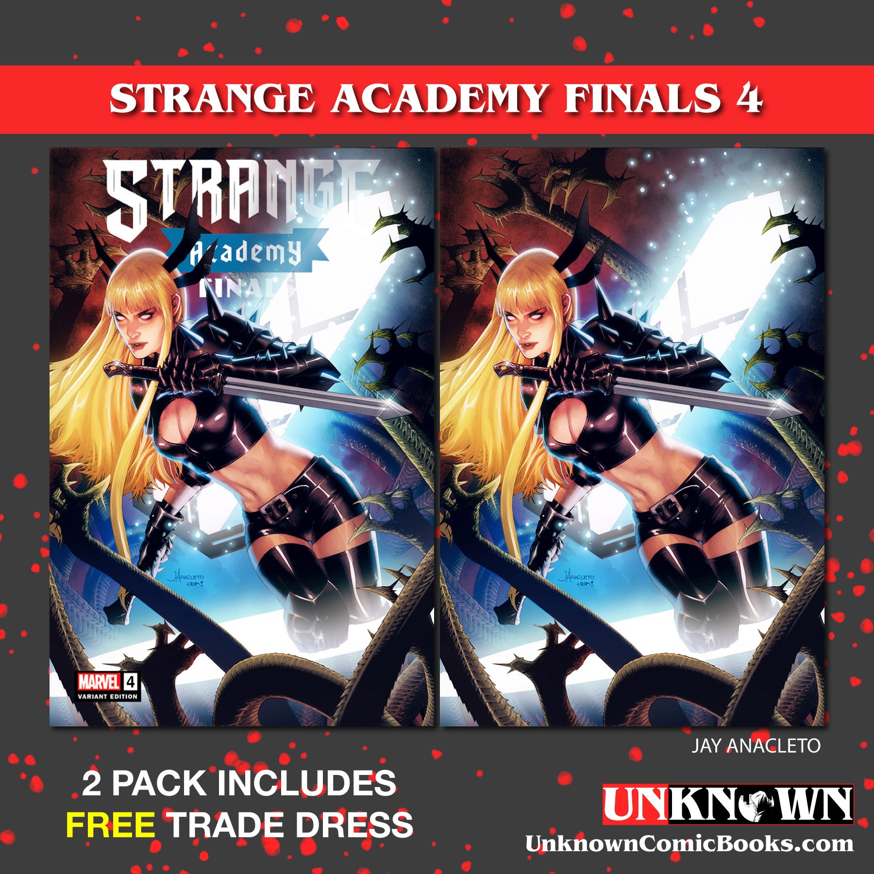 [2 PACK] **FREE TRADE DRESS** STRANGE ACADEMY: FINALS #4 UNKNOWN COMICS JAY ANACLETO EXCLUSIVE VAR (02/22/2023)