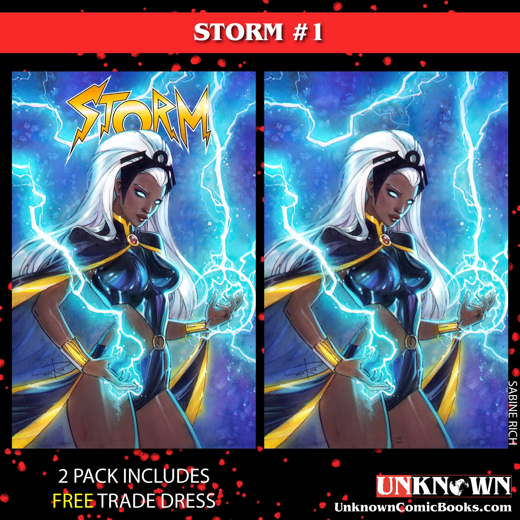 [2 PACK] **FREE TRADE DRESS** STORM #1 UNKNOWN COMICS SABINE RICH EXCLUSIVE VAR (05/24/2023)