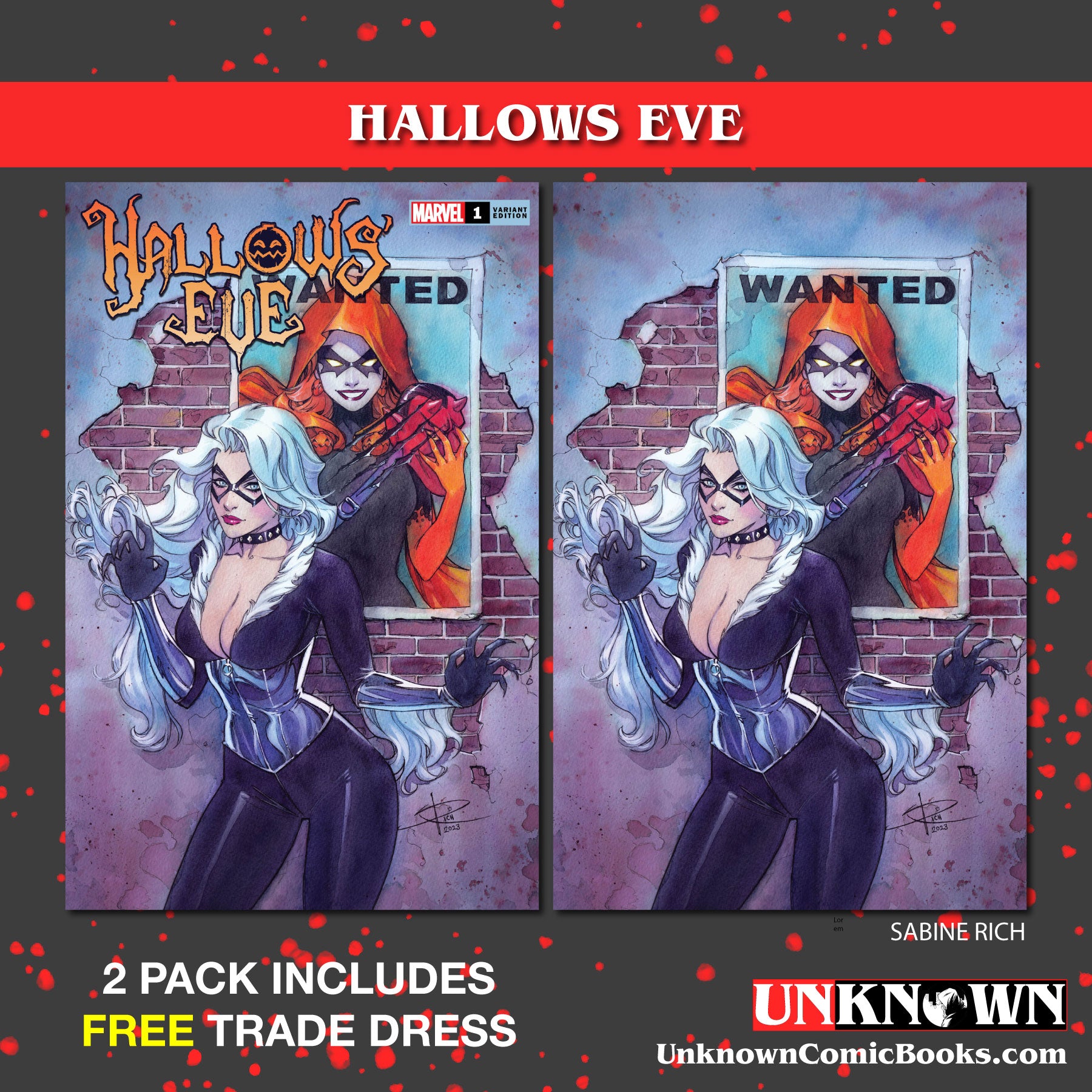 [2 PACK] **FREE TRADE DRESS** HALLOWS' EVE #1 UNKNOWN COMICS SABINE RICH EXCLUSIVE VAR (03/01/2023)