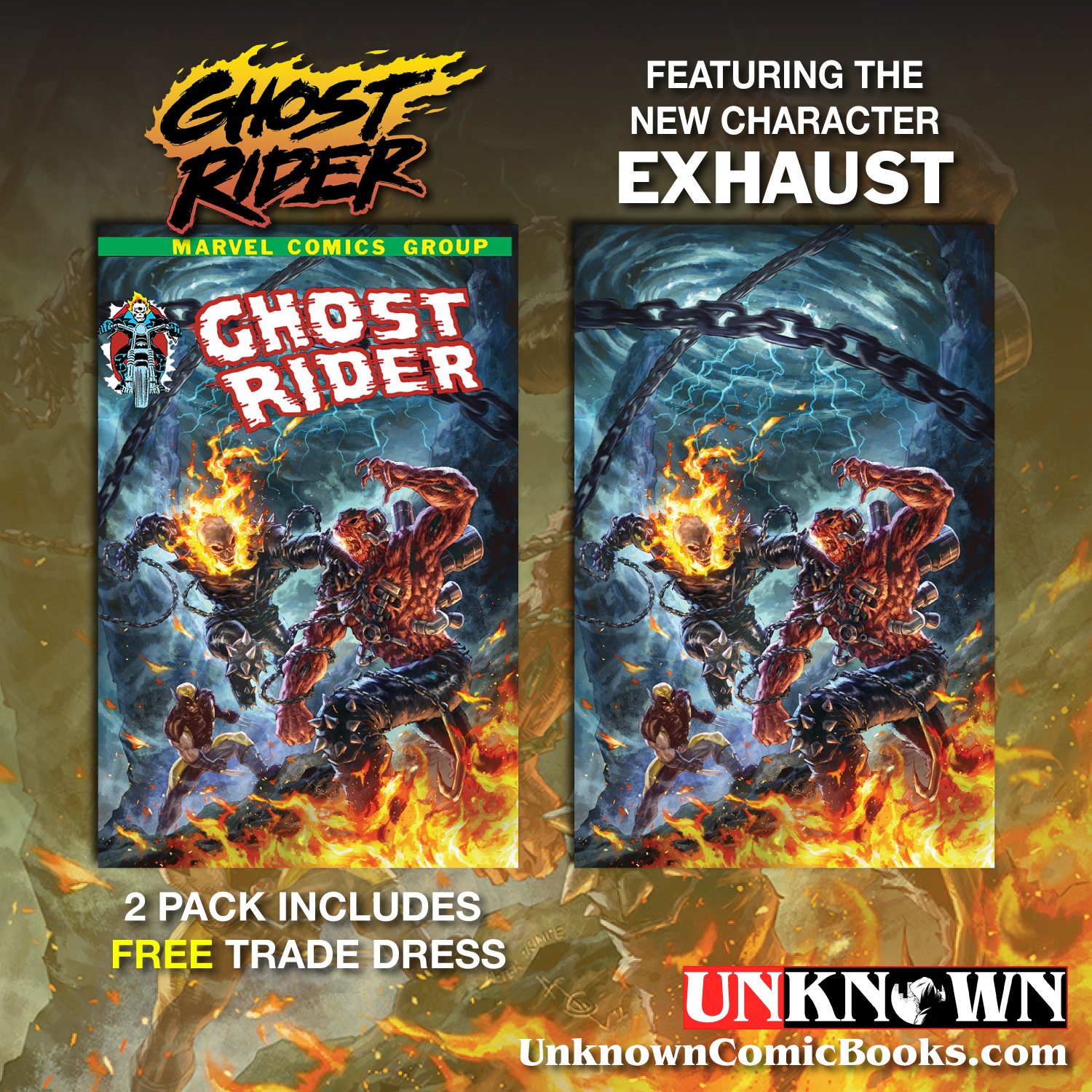 2 PACK **FREE TRADE DRESS** GHOST RIDER #7 UNKNOWN COMICS ALAN QUAH EXCLUSIVE VAR  (10/12/2022)