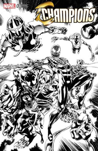 Champions 1 Unknown Comics Exclusive Perkins Venom B&W Variant
