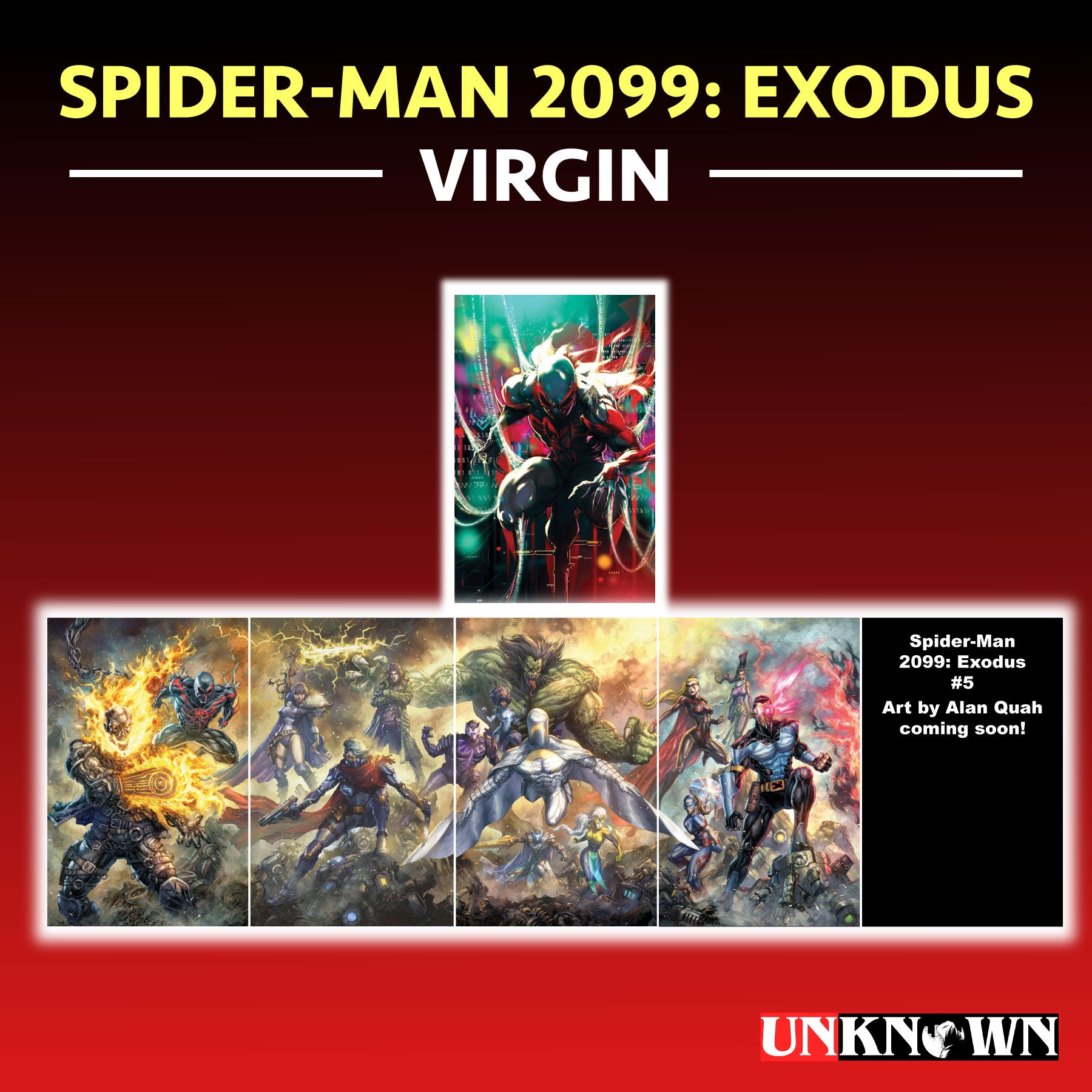 SPIDER-MAN 2099: EXODUS 1-5 VIRGIN 6 PACK BUNDLE UNKNOWN COMICS ALAN QUAH EXCLUSIVE VAR (08/03/2022)