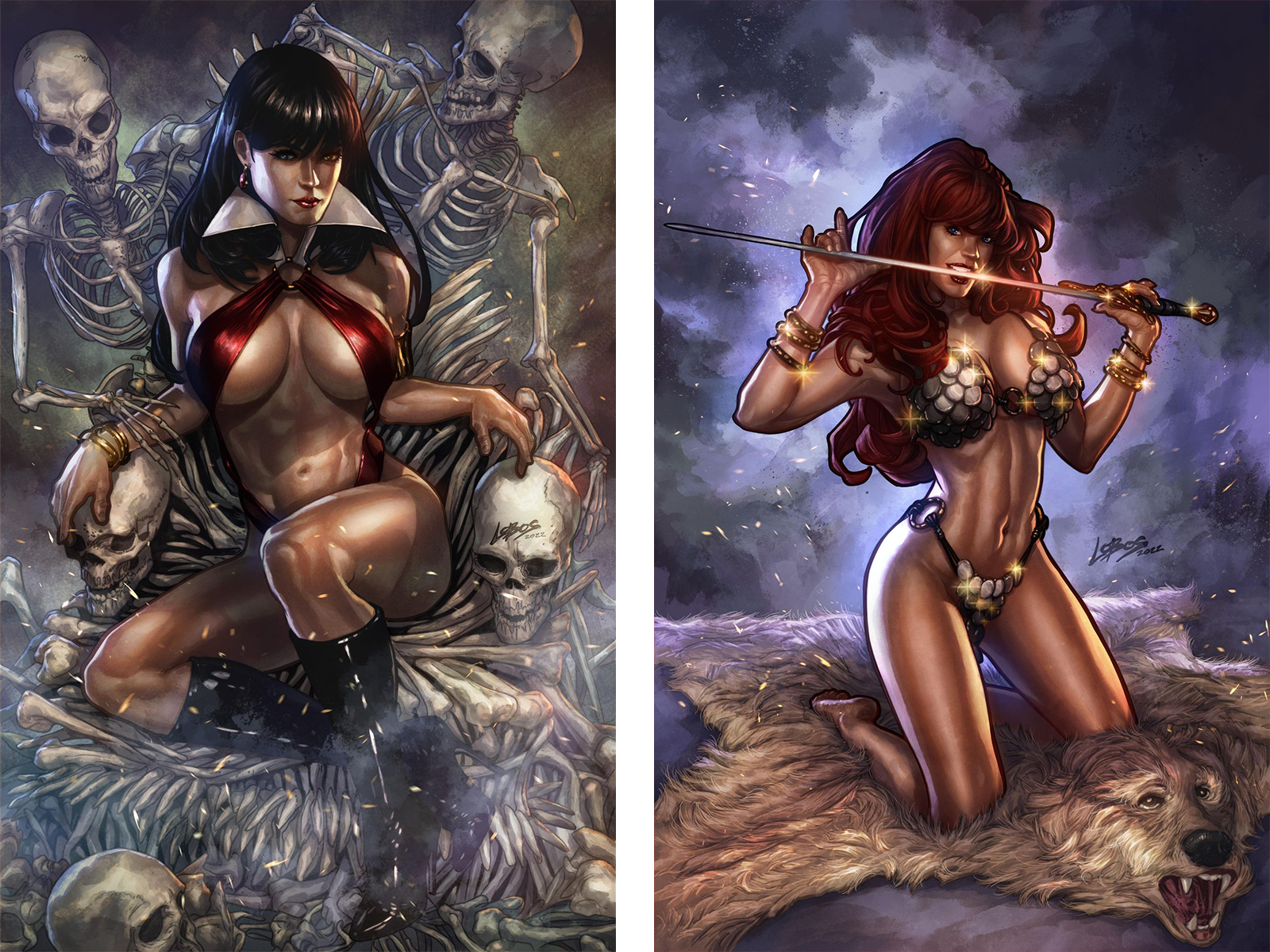 2 PACK (616) VAMPIRELLA STRIKES #3 & IMMORTAL RED SONJA #4 LOBOS EXCLUSIVE VIRGIN VAR (08/03/2022)