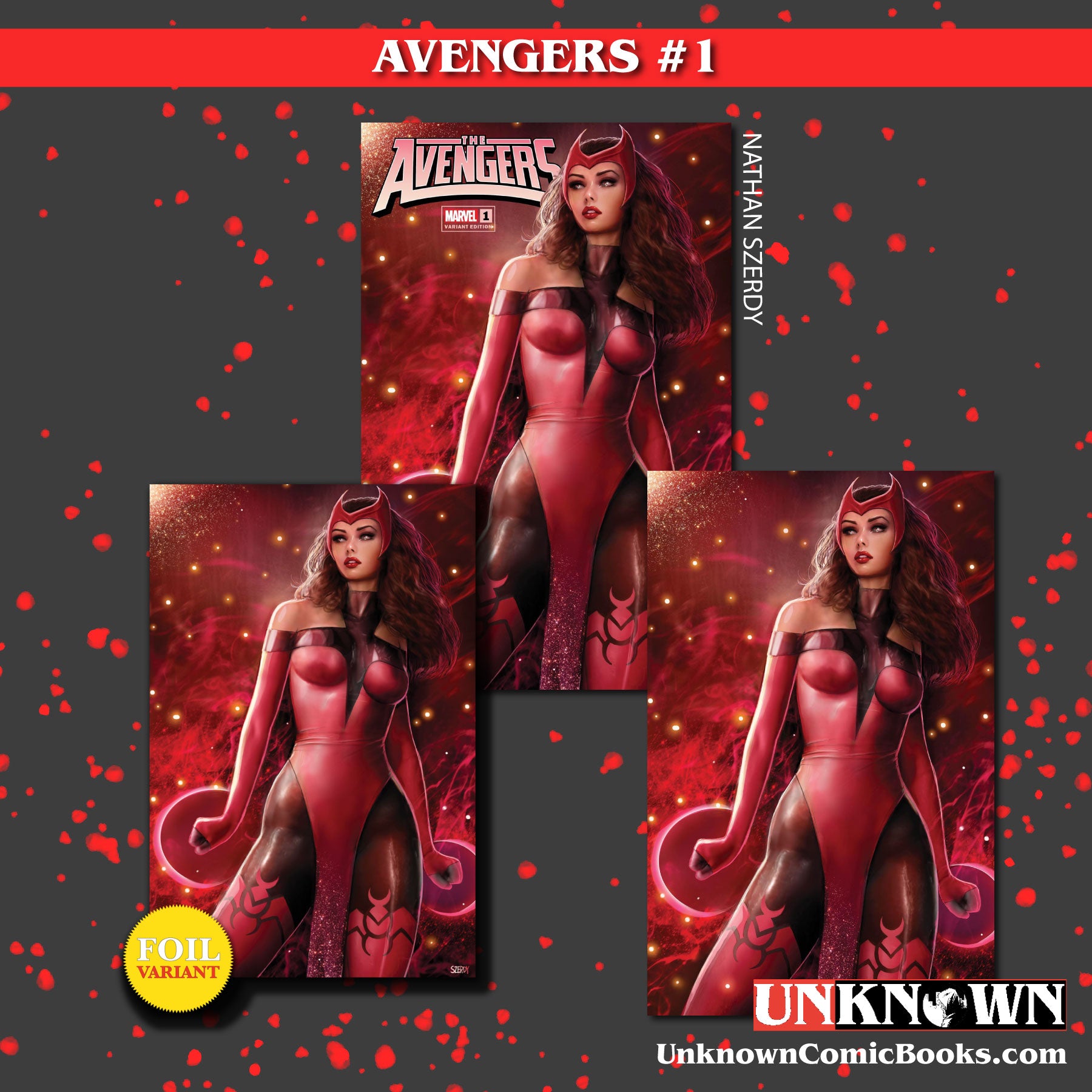 [3 PACK] AVENGERS #1 UNKNOWN COMICS NATHAN SZERDY EXCLUSIVE VAR (05/17/2023)