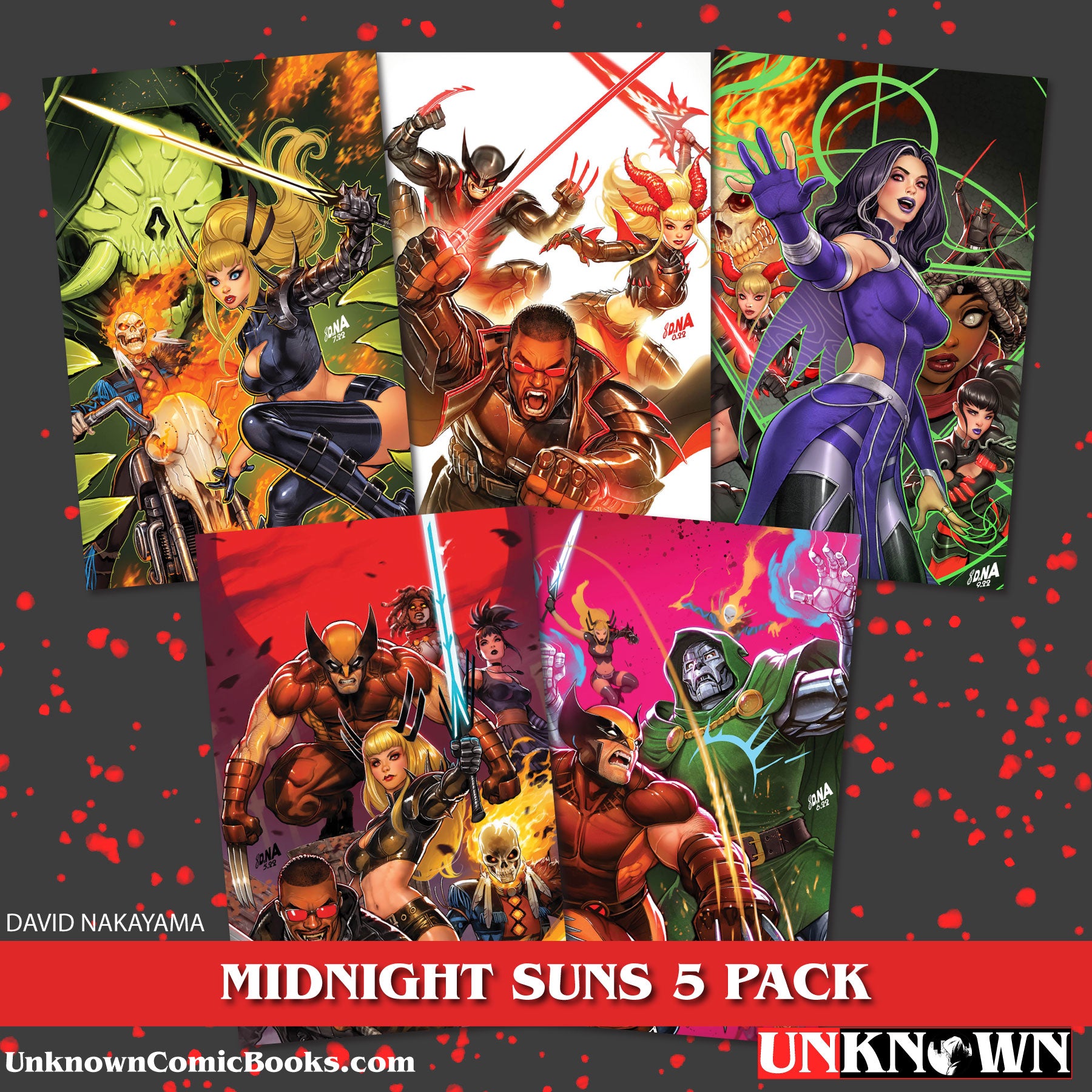 [5 PACK] MIDNIGHT SUNS UNKNOWN COMICS DAVID NAKAYAMA EXCLUSIVE VIRGIN VAR (01/25/2023)