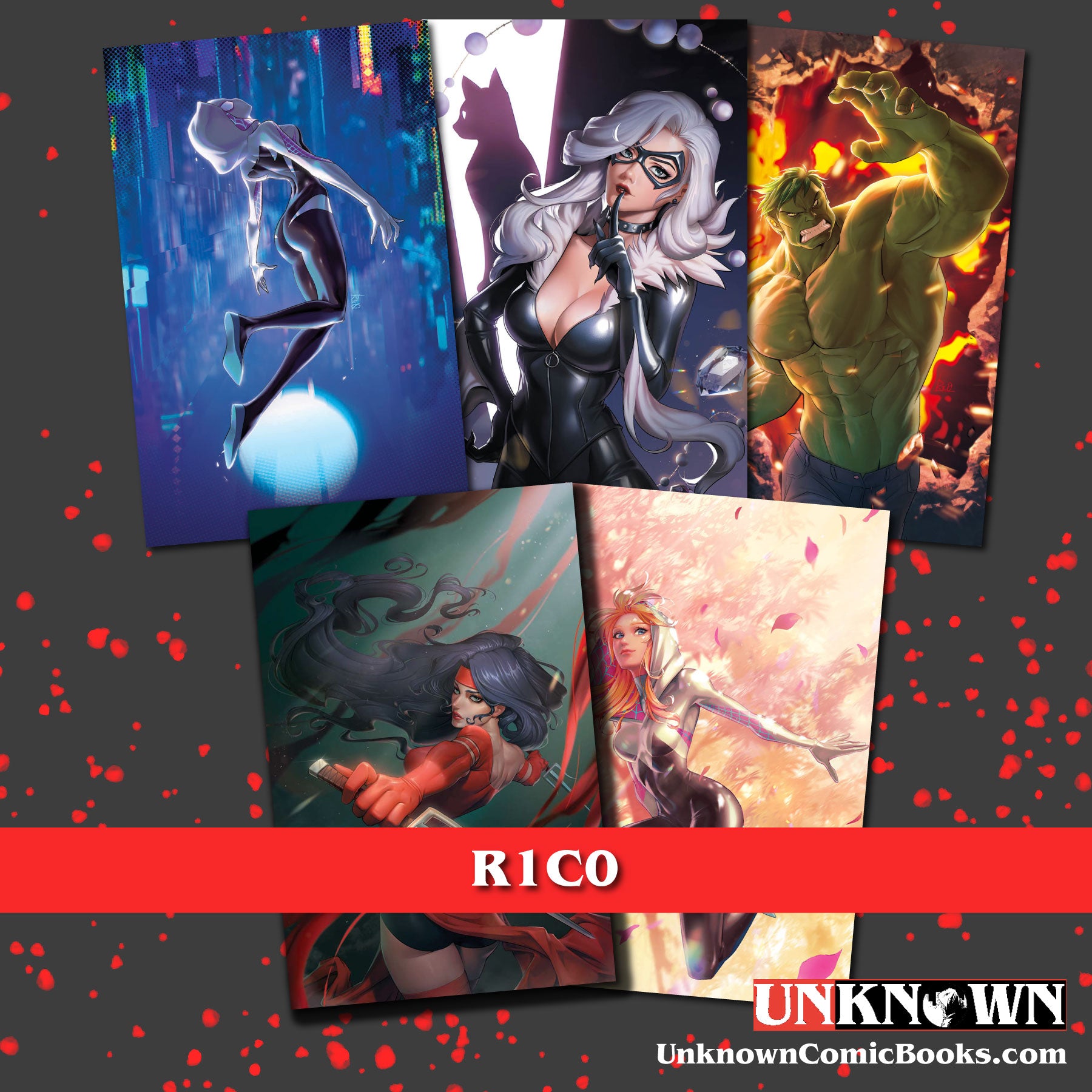 [5 PACK] UNKNOWN COMICS MYSTERY THEMED 👉🎨R1C0 ARTIST EXCLUSIVE BOX 👉VIRGIN (12/21/2022)
