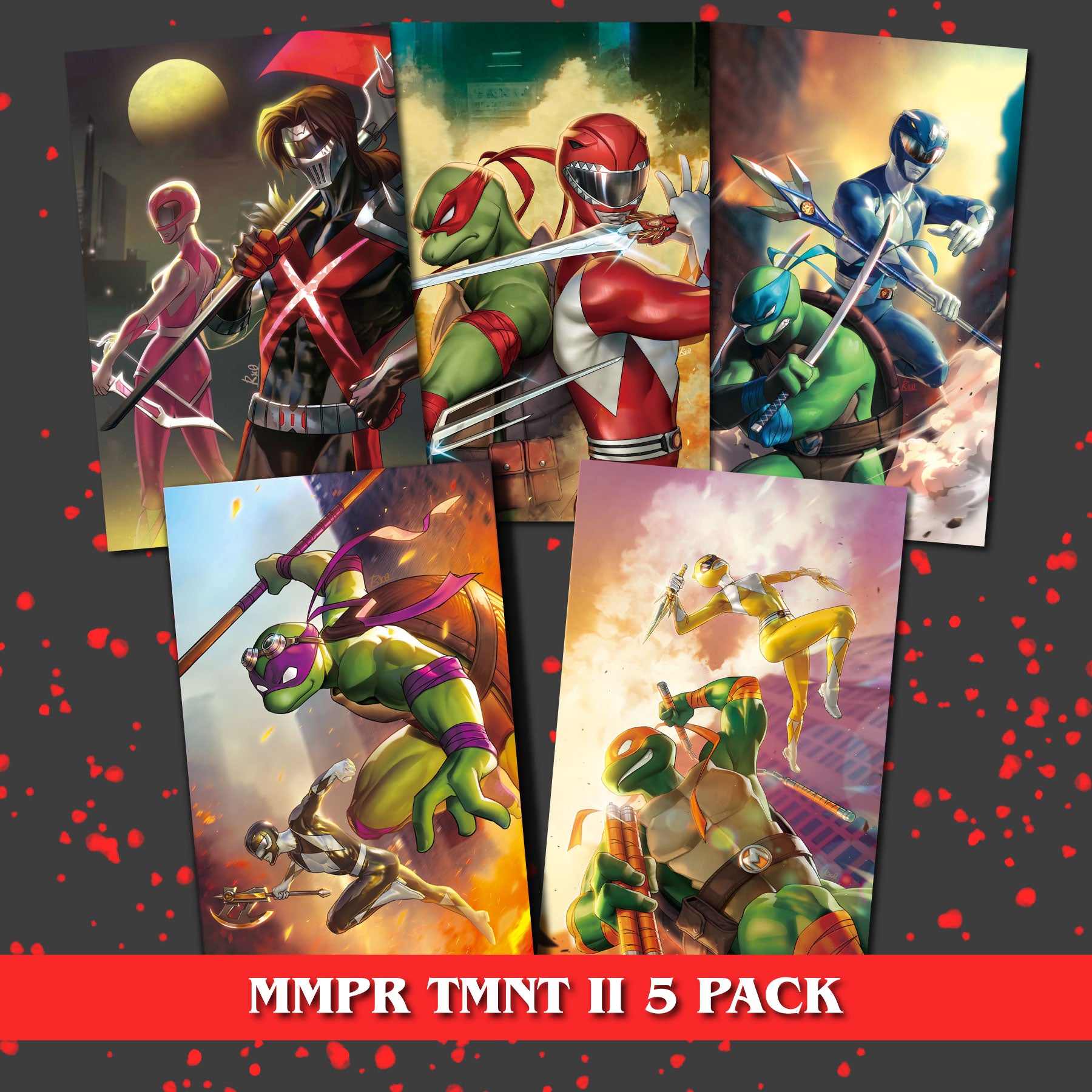 [5 PACK] MMPR TMNT II UNKNOWN COMICS R1C0 EXCLUSIVE VIRGIN VAR (05/03/2023)