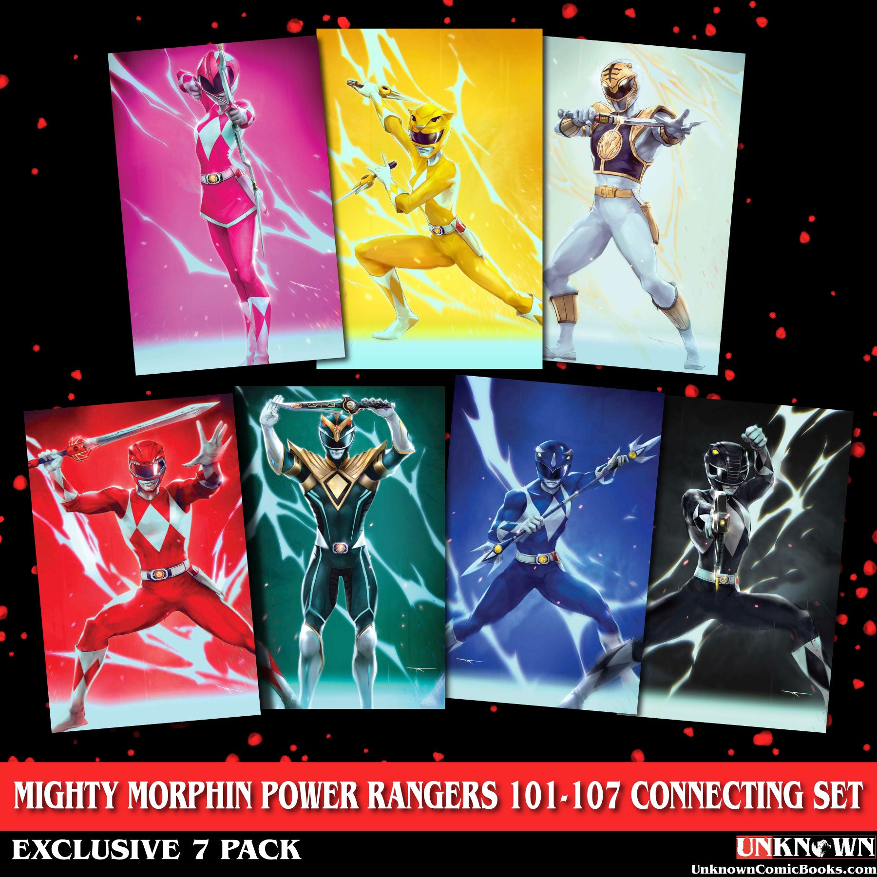 [7 PACK CONNECTING VIRGIN SET] MIGHTY MORPHIN POWER RANGERS 101, 102, 103,  104, 105, 106, 107 IVAN TAO (616) EXCLUSIVE VAR (11/01/2023)