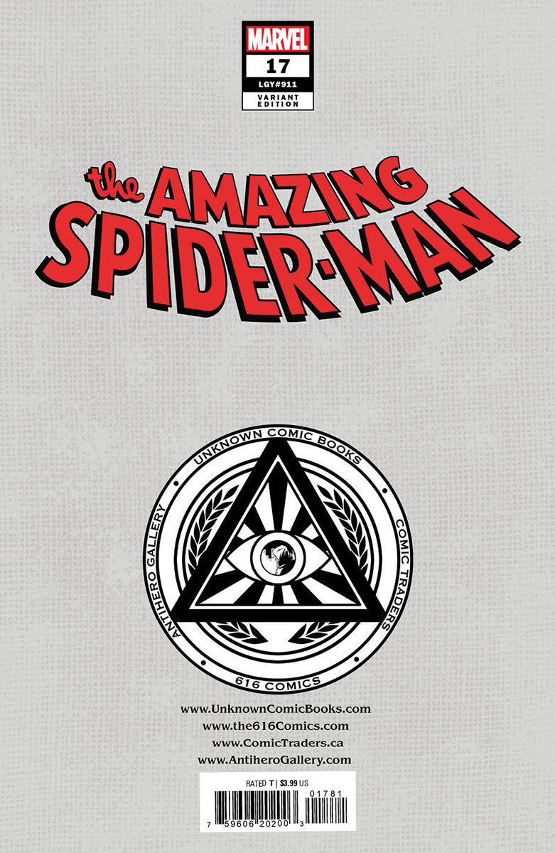 AMAZING SPIDER-MAN #17 [DWB] UNKNOWN COMICS R1C0 EXCLUSIVE VIRGIN VAR (01/11/2023)