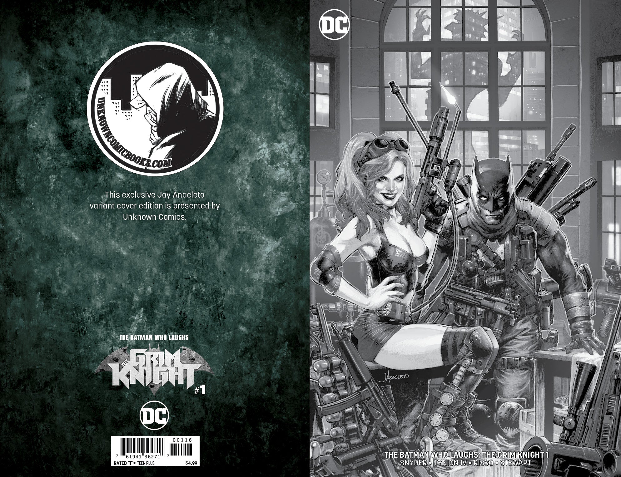 BATMAN WHO LAUGHS THE GRIM KNIGHT #1 UNKNOWN COMIC BOOKS JAY ANACLETO EXCLUSIVE BLACK AND WHITE 3/13/2019
