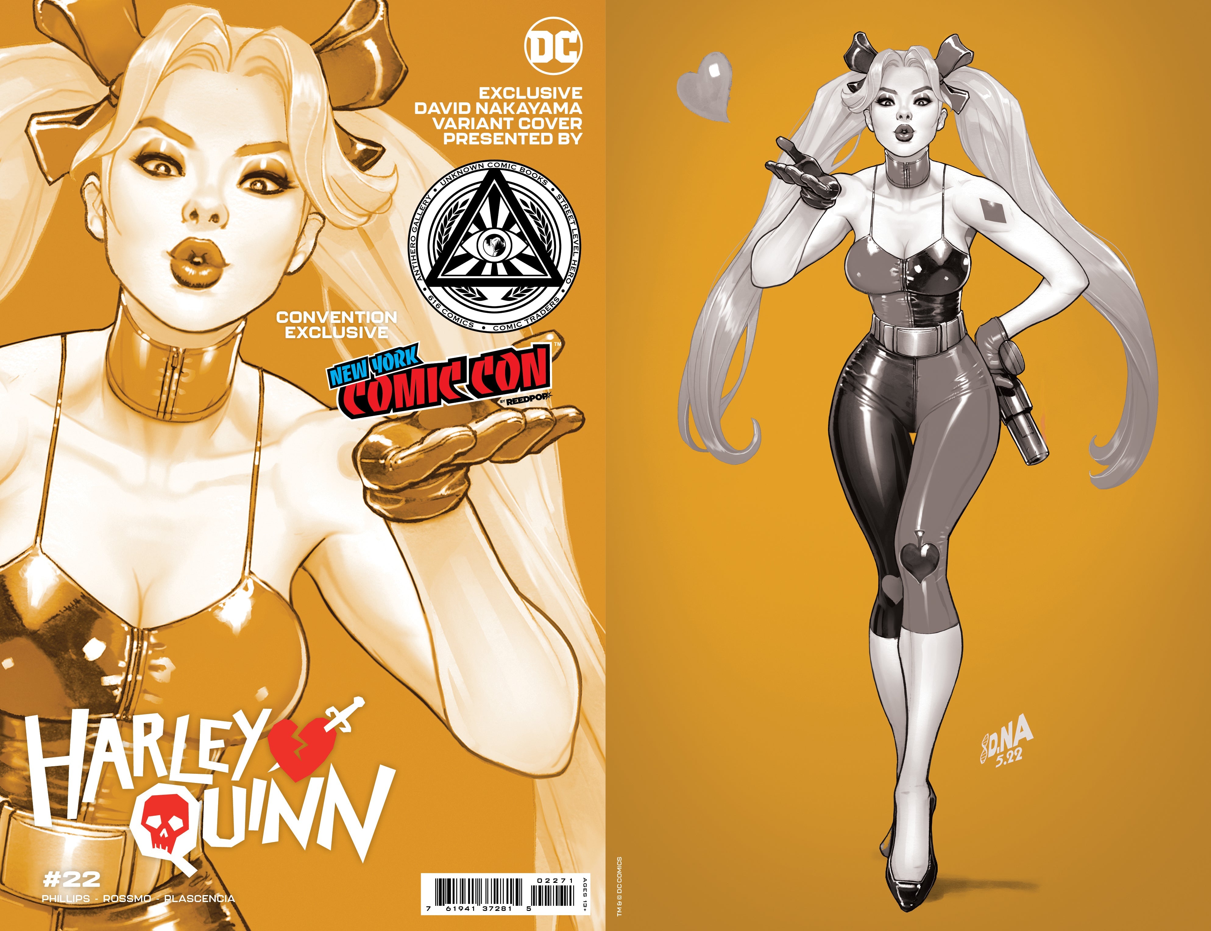 [SIGNED by David Nakayama] HARLEY QUINN #22 UNKNOWN COMICS DAVID NAKAYAMA GOLD FOIL VIRIGN NYCC 2022 B&W VAR (06/26/2023)