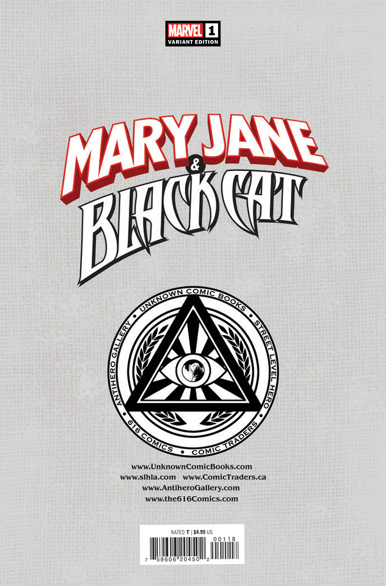 MARY JANE & BLACK CAT #1 [DWB] UNKNOWN COMICS JAY ANACLETO EXCLUSIVE VIRGIN VAR (12/21/2022)
