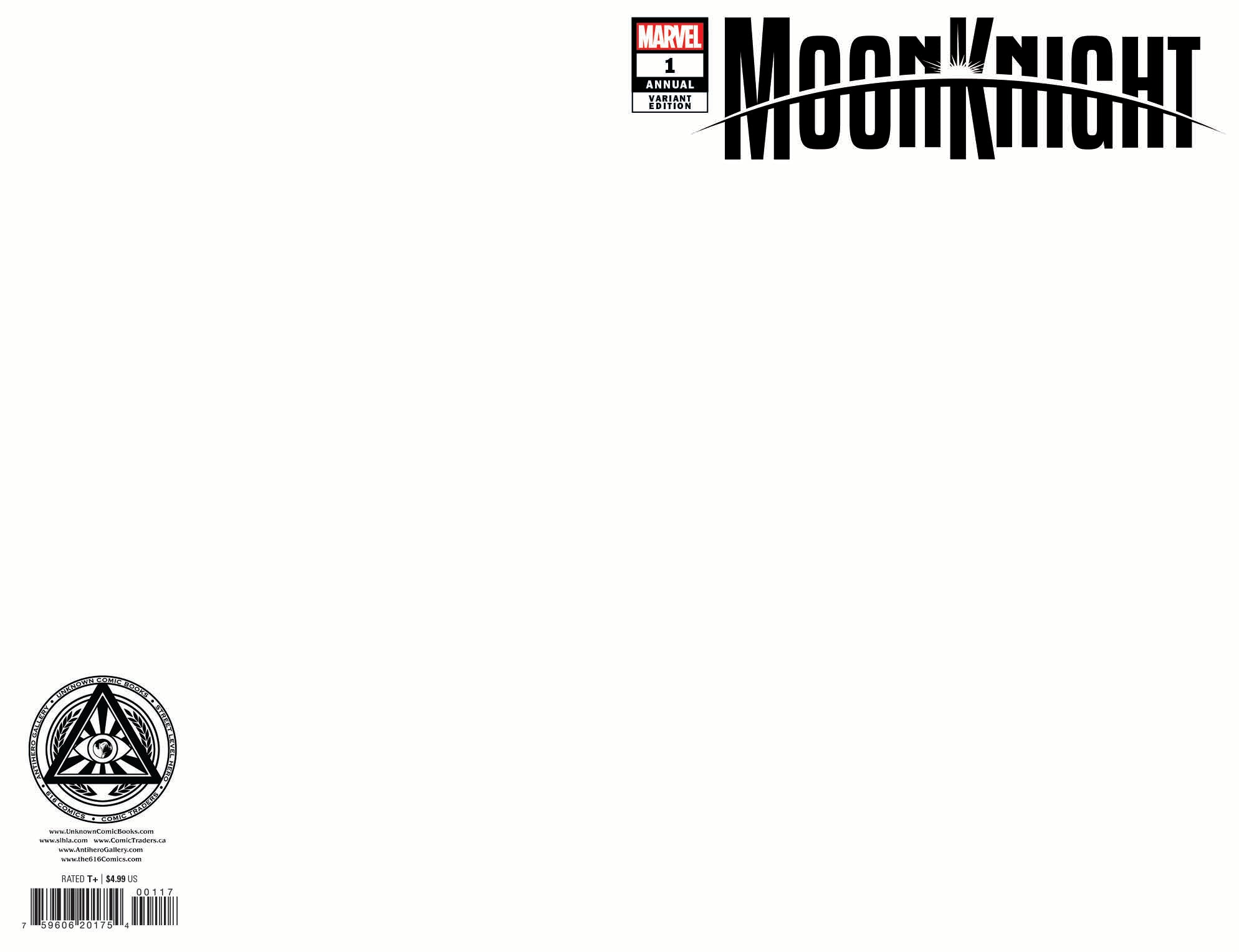 MOON KNIGHT ANNUAL #1 UNKNOWN COMICS EXCLUSIVE BLANK VAR (10/26/2022)