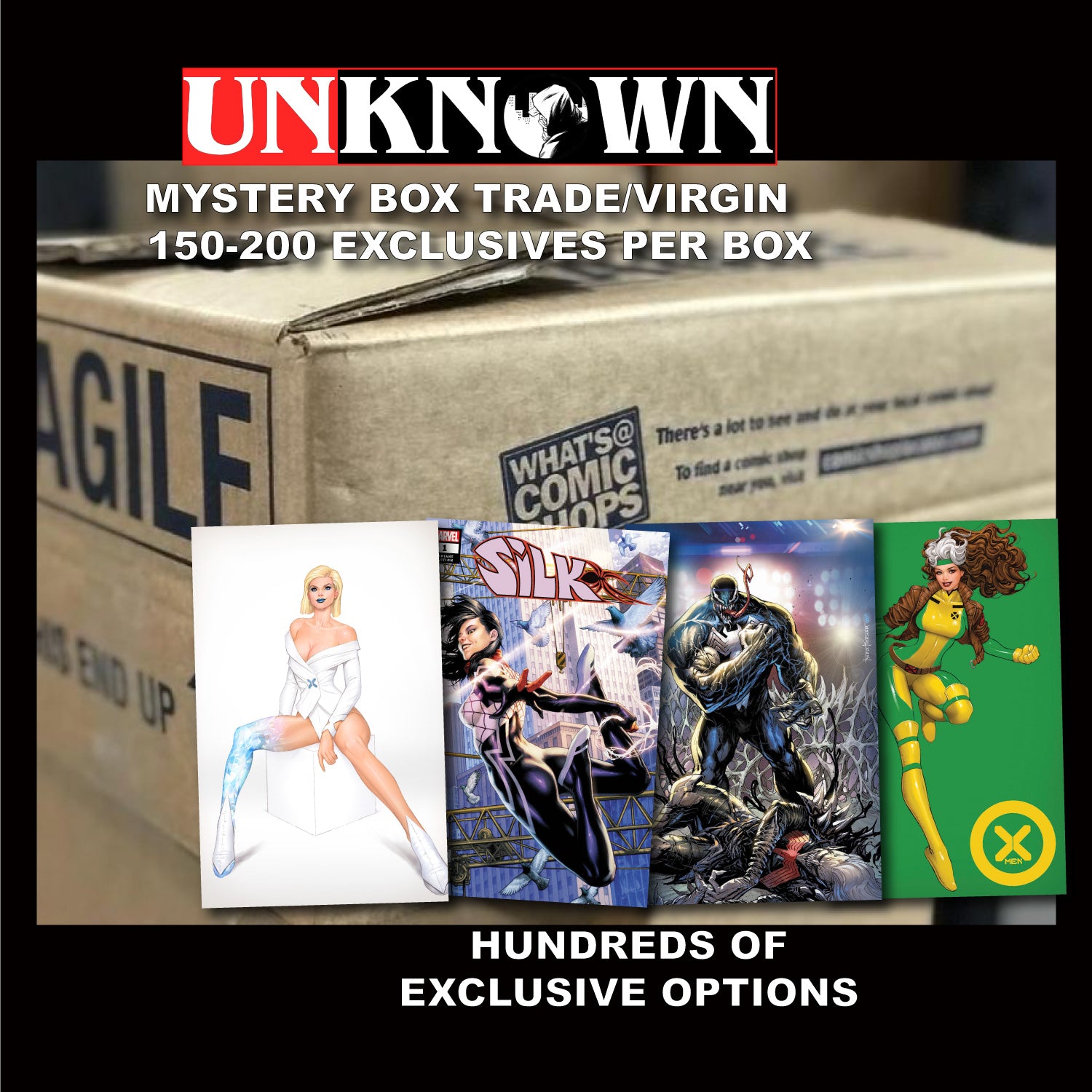 STORE EXCLUSIVE STARTER SET: MIXED CASE OF EXCLUSIVE COMIC BOOKS TRADE AND VIRGIN / MINIMAL ESTIMATED 120-200 COMICS (01/08/2025)